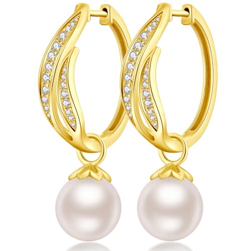 E2-hoop earrings with swarovski pearl 24mm gold