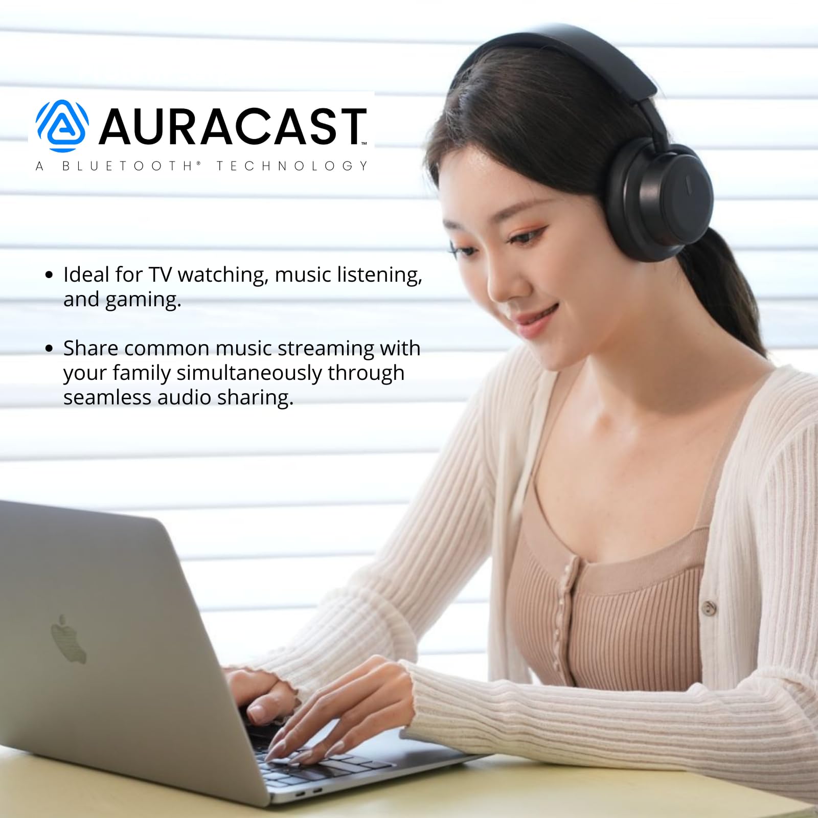 EchoBeatz Wireless Bluetooth Headphones with Auracast - Over-Ear Active Noise Cancelling (ANC), Ultra Low Latency for Gaming & Movies, Comfortable for Travel, Work & Office Use - Perfect for Commuting, Studying & Entertainment