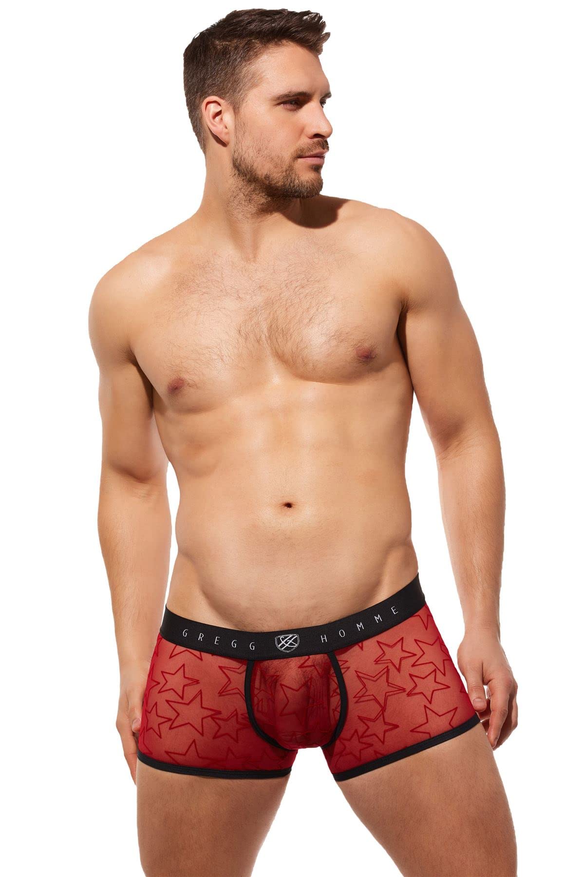 Men's Red Starr Boxer Briefs - Soft Cotton Underwear for Comfort & Support - Perfect for Workout, Lounge & Everyday Wear