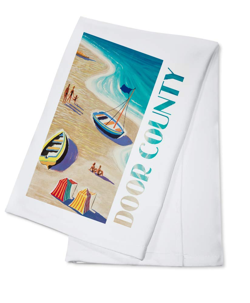 Vintage Beach Scene Tea Towel - 100% Cotton Decorative Hand Towel for Kitchen & Home - Perfect for Coastal Decor, Dish Drying & Gift Giving