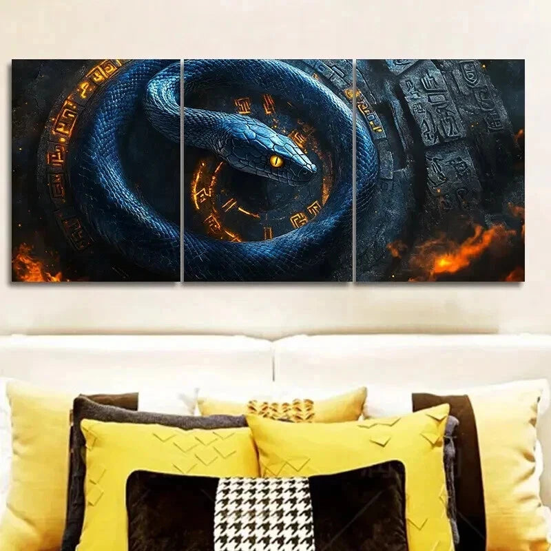 3-Piece Black Snake Cursed Wall Art Set - Framed Canvas 60x90cm | High Quality Print | 100% Australian Made | Ready to Hang | Gothic Home Decor for Living Room, Bedroom & Office