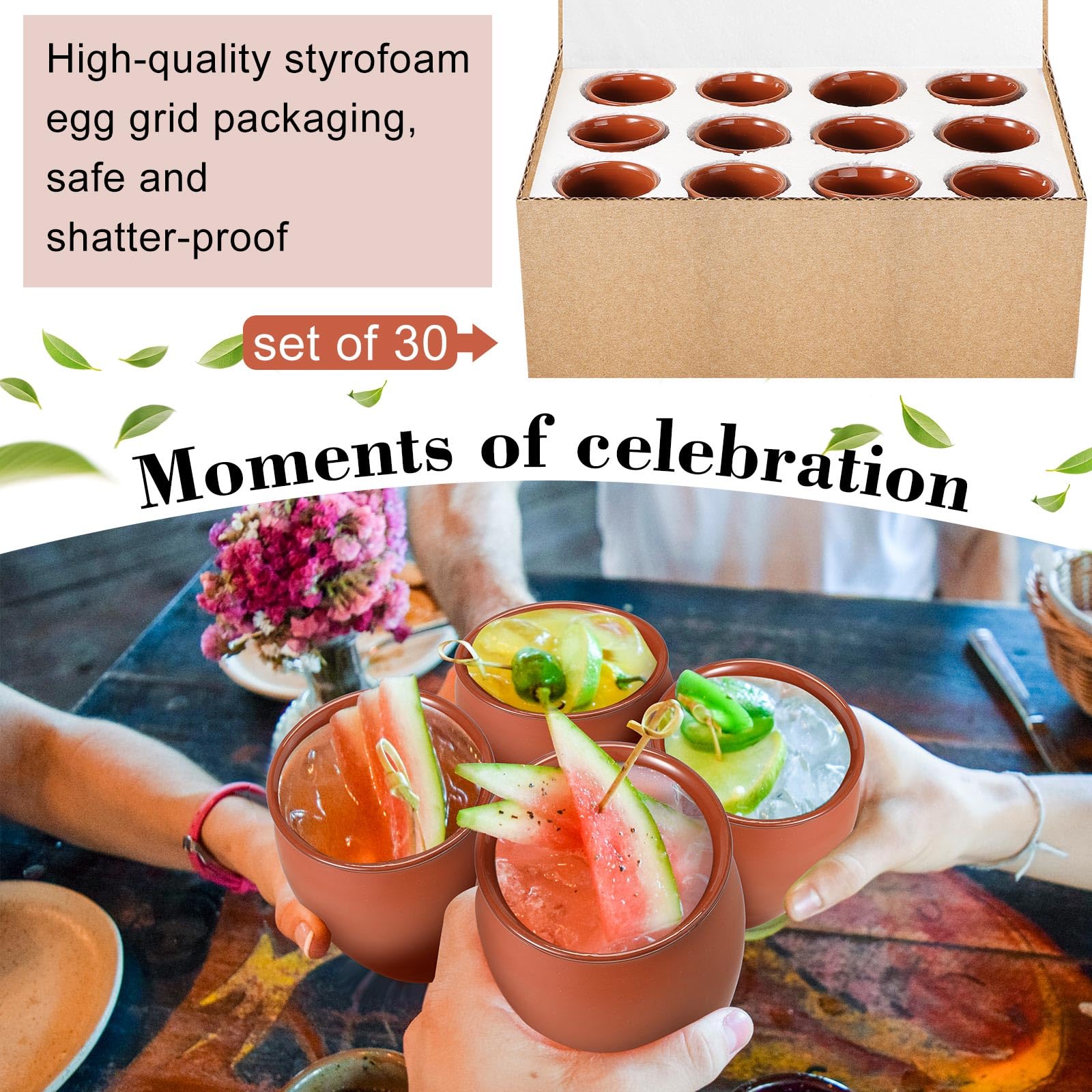 Gejoy 30-Pack 12oz Mini Cantaritos De Barro - Authentic Mexican Terracotta Shot Glasses for Margaritas, Mojitos & Cocktails | Perfect for Parties, Weddings & Mexican-Themed Events