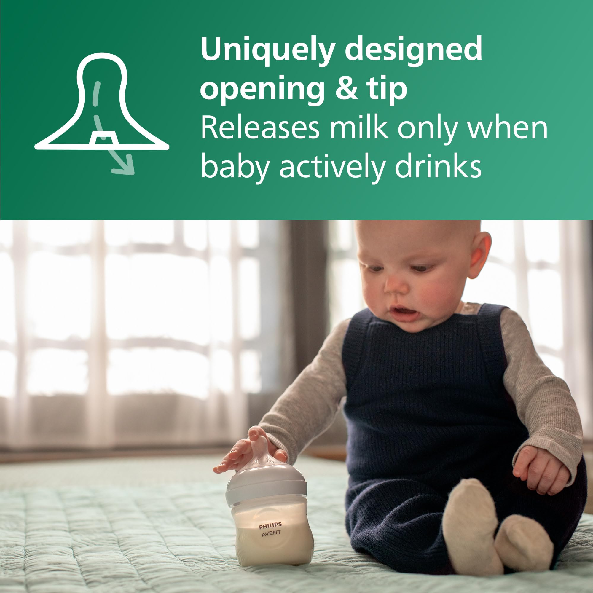 Philips Avent Natural Newborn Glass Baby Bottle Gift Set - 3x 4oz (Slow Flow) & 2x 8oz (Medium Flow) with Natural Response Nipples & 2 Silicone Sleeves - Perfect for Breastfeeding Transition & On-the-Go Feeding (SCD858/01)