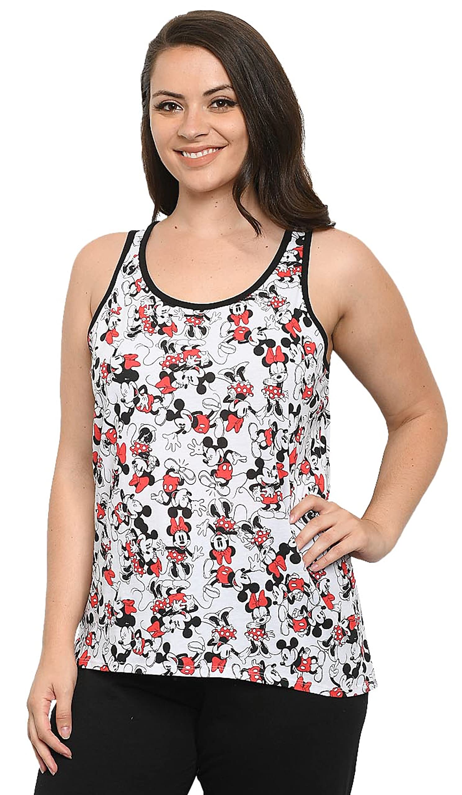 Disney Officially Licensed Women's Plus Size Mickey & Minnie Mouse Graphic Tank Top - Cute Summer Casual Wear for Travel, Beach & Theme Park Outfits