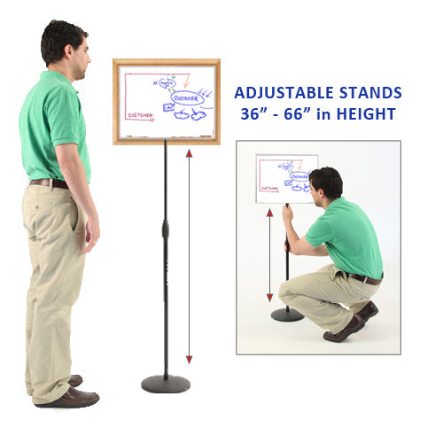 Adjustable Height White Dry Erase Board 20x15 Inches with Wood Frame - Perfect for Office Meetings, Classroom Teaching & Home Organization