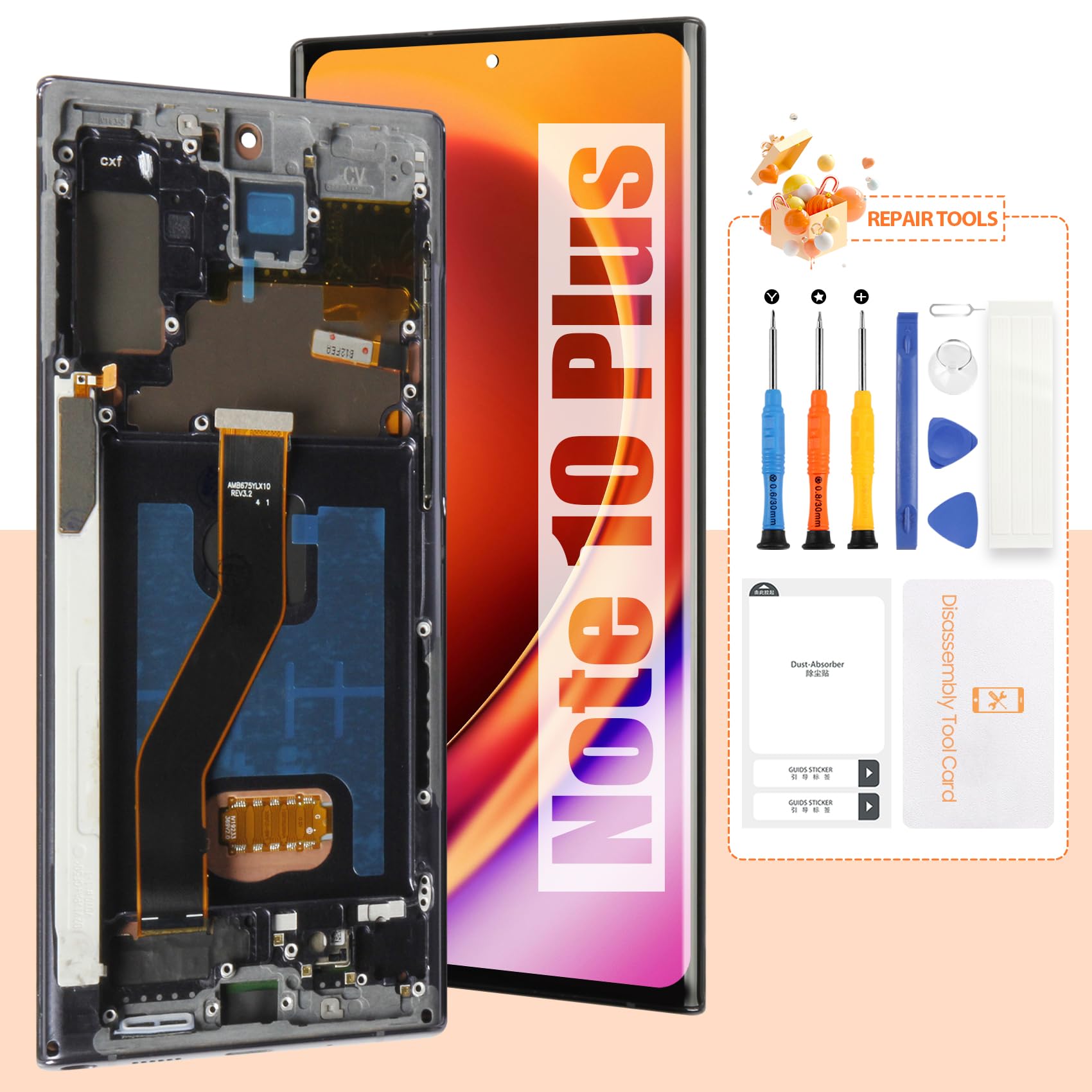 Original OLED Screen Replacement for Samsung Galaxy Note 10 Plus (SM-N975U) - Touch Display Digitizer Assembly with Frame & Fingerprint Sensor (Black) | Perfect for DIY Phone Repair & Screen Replacement