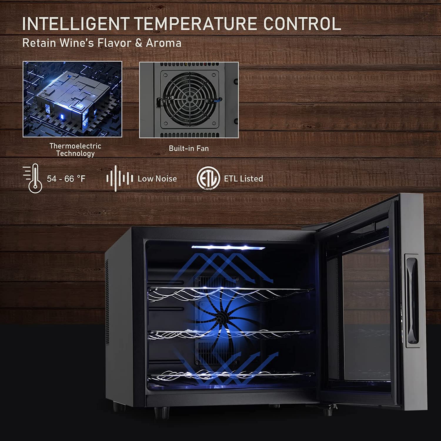 12 Bottle Wine Cooler Refrigerator - Compact Countertop Wine Fridge with Temperature Control, Mini Freestanding Wine Cellar with Glass Door, Ideal for Home, Office, Kitchen, or Bar Use