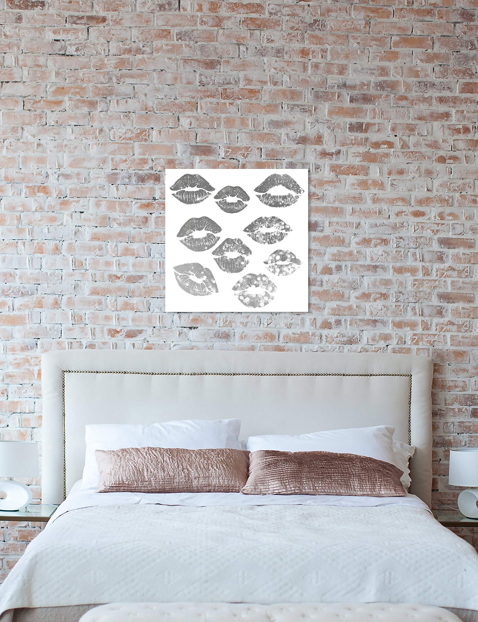 Oliver Gal Artist Co. 'Signs of Love Platinum' 30x30 Inch Gray & White Fashion Wall Art Canvas Print - Elegant Home Decor for Living Room, Bedroom & Office