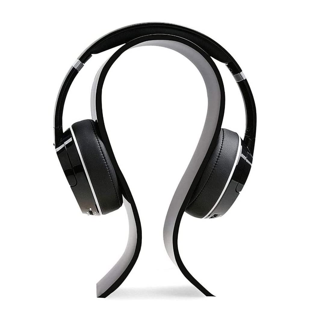 ROSPRO Acrylic Headphone Holder Stand - Universal Under Desk Headset Hanger for Earbuds, Gaming Headsets & All Headphone Sizes - Space Saving Desk Organizer (Black) | Perfect for Home Office, Gaming Setup & Studio Use