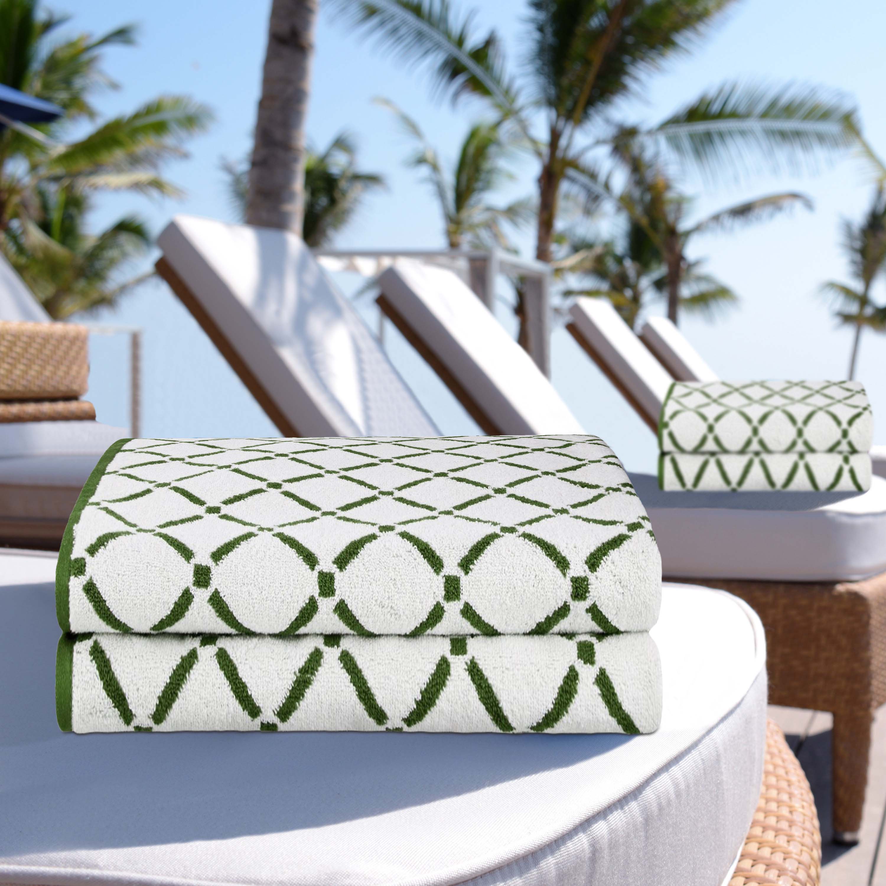 Premium Cotton Diamond Geometric 2-Piece Bath Sheet Set - Ultra Soft & Absorbent Towel Set for Spa, Bathroom & Luxury Home Use