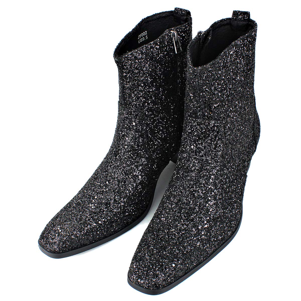 Premium Men's Leather Glitter Chukka Boots - Designer Dress Boots with Zipper & Casual Heel for Party, Date Night & Formal Occasions