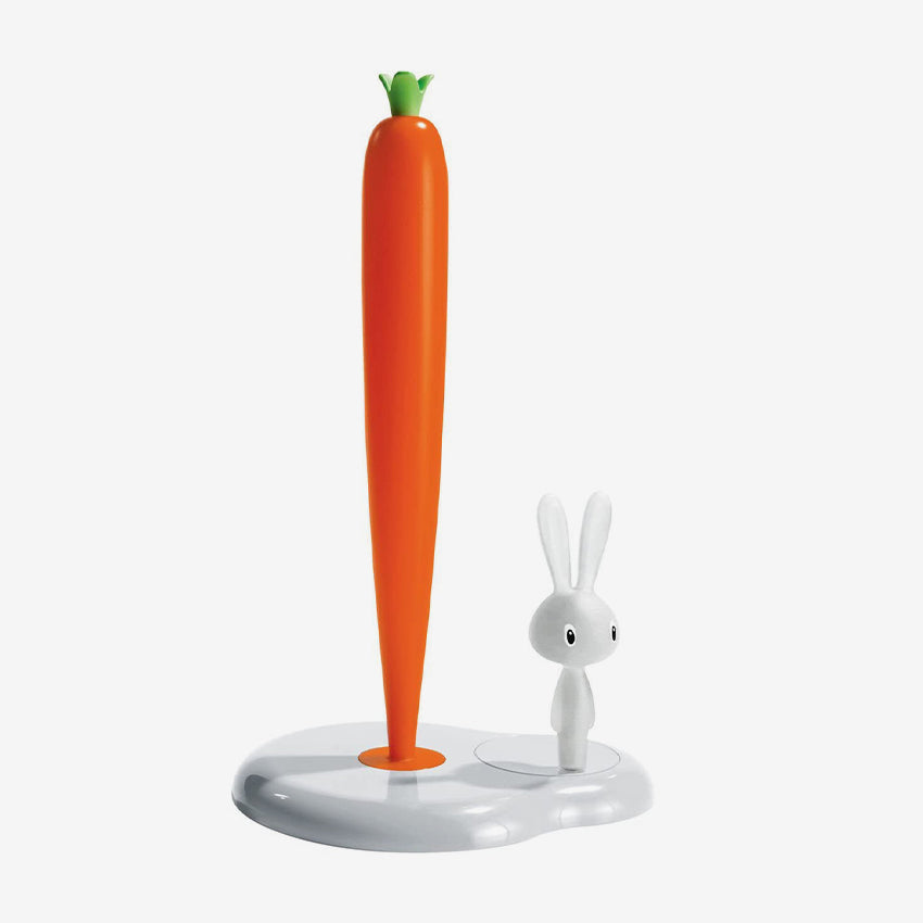 Alessi Bunny & Carrot Kitchen Paper Towel Holder - Fun Animal-Themed Countertop Organizer for Kitchen, Dining Room, and Bathroom Decor