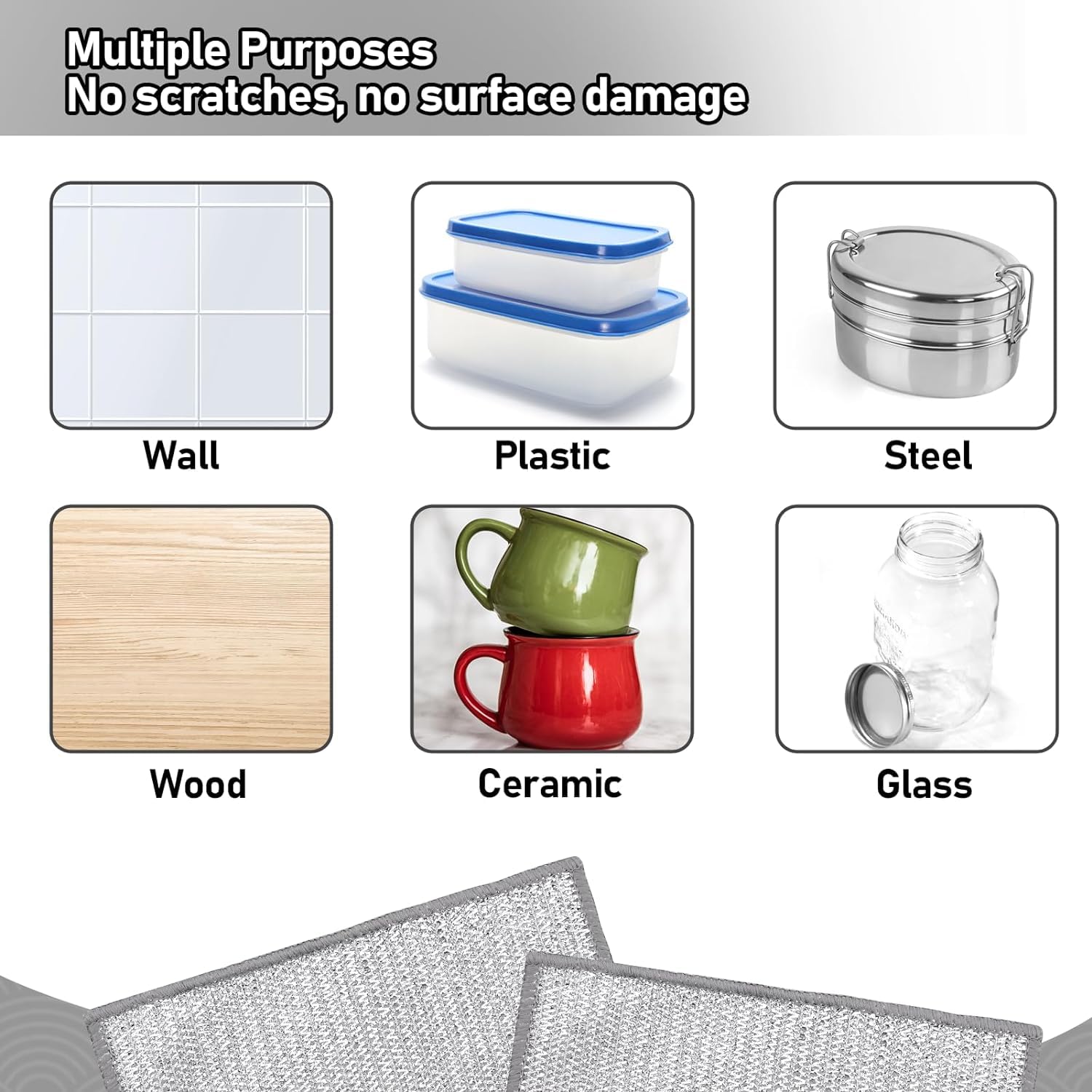 Premium Non-Scratch Wire Dish Cloths - 3 Pack Multipurpose Kitchen Cleaning Rags for Wet & Dry Use | Gentle on Dishes, Countertops, Sinks | Ideal for Washing, Scrubbing & Polishing