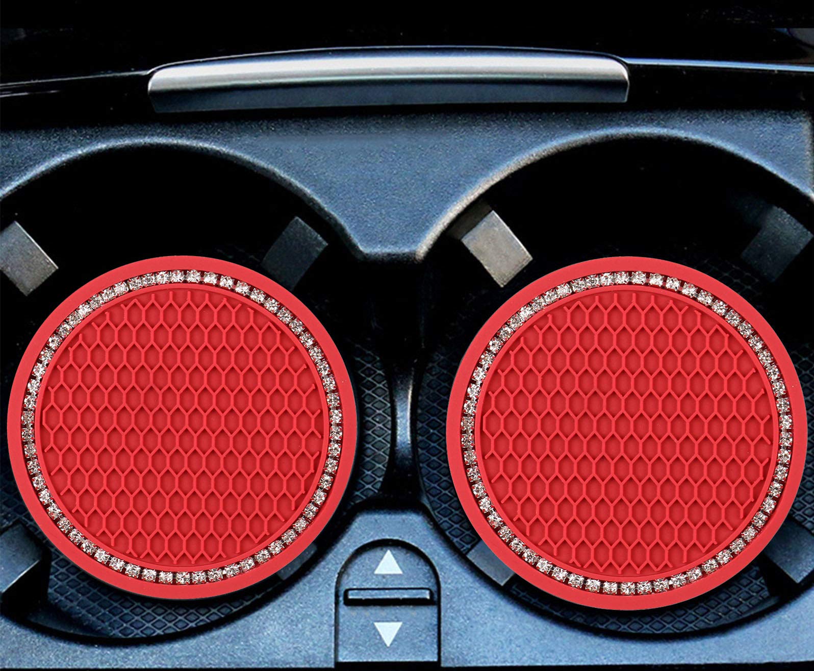 GCARTOUR Rhinestone Anti-Slip Car Cup Holder Coasters - 2.75
