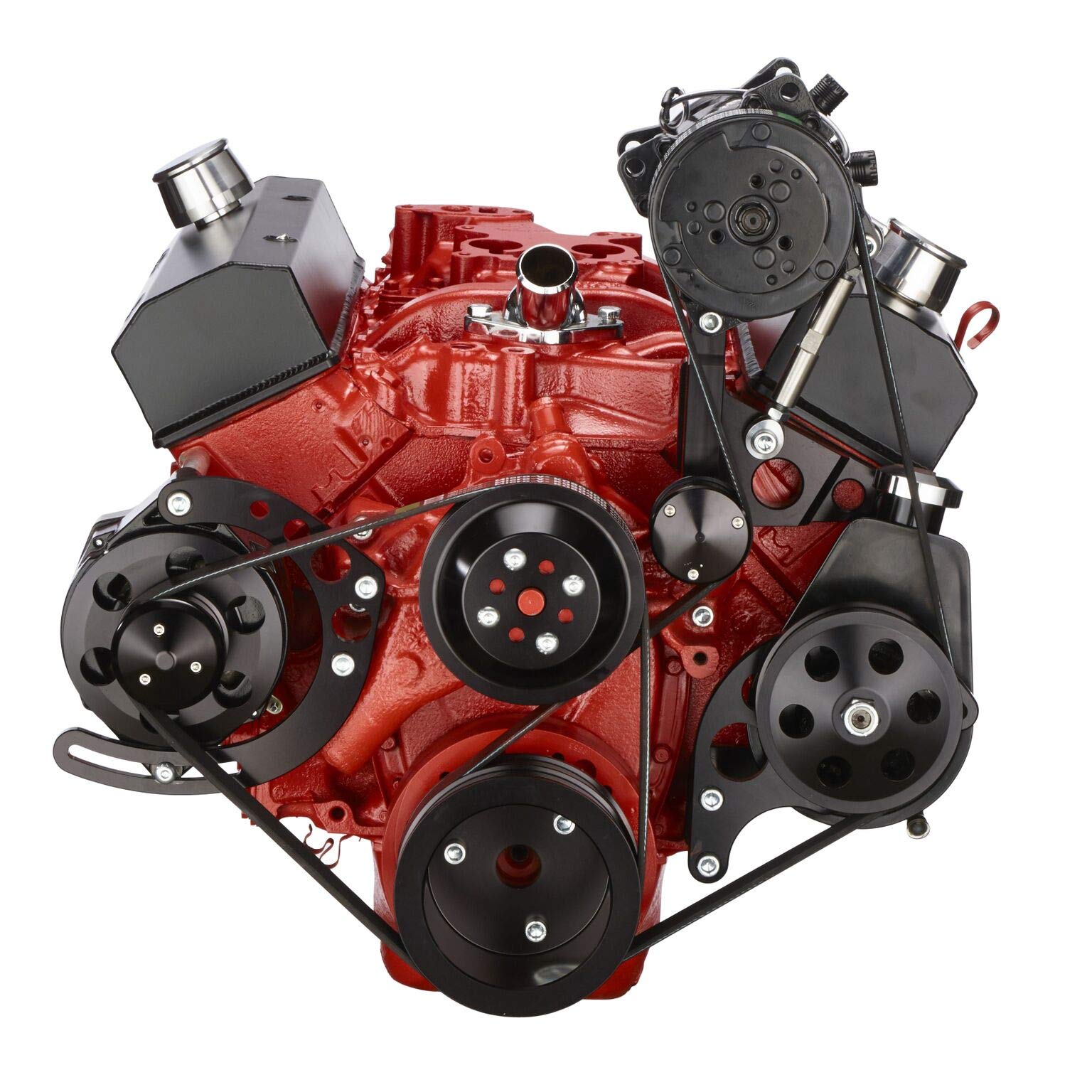 Black Small Block Chevy Serpentine Belt Kit with AC - Compatible with 283 302 305 327 350 400 Small Block Engines - Perfect for Engine Upgrades & Performance Builds