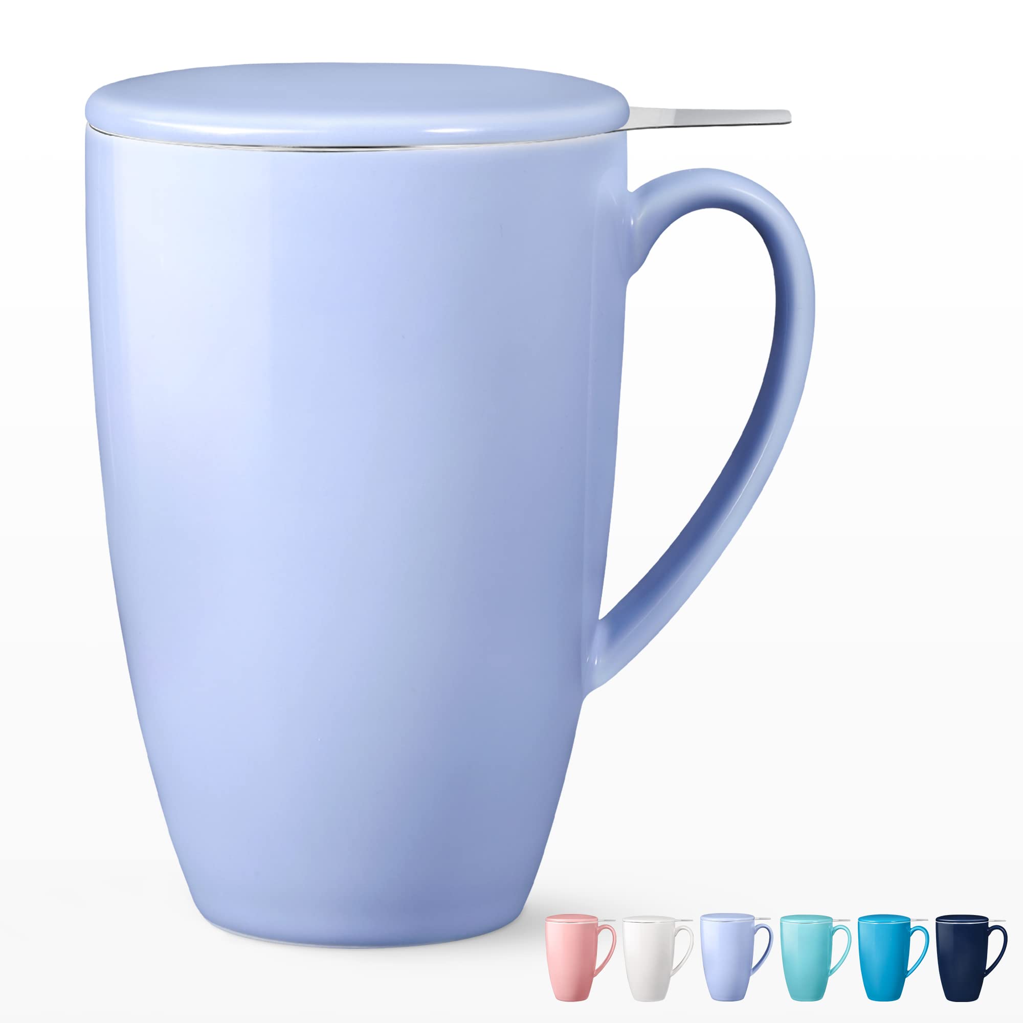 Premium Cibeat Porcelain Tea Mug with Infuser & Lid - 16oz Loose Leaf Tea Cup with Filter for Tea, Coffee & Milk - Perfect Gift for Women, Office & Home Use - Ideal for Relaxation, Work Breaks & Gifting