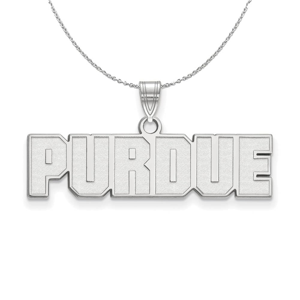 Purdue Small Script Necklace - Sterling Silver Black Bow Pendant Jewelry for Women - Perfect for Gifts, Graduation, and Everyday Wear