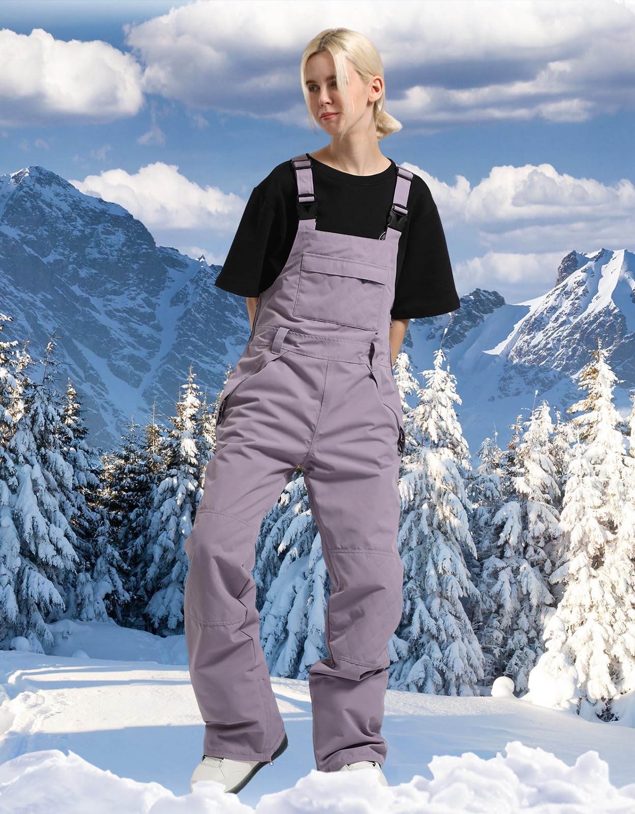 Women's Waterproof Insulated Ski Bib Overalls - Winter Snow Pants for Skiing & Snowboarding | Soft Ripstop Fabric, Thigh Protection | Perfect for Outdoor Winter Sports & Cold Weather Activities