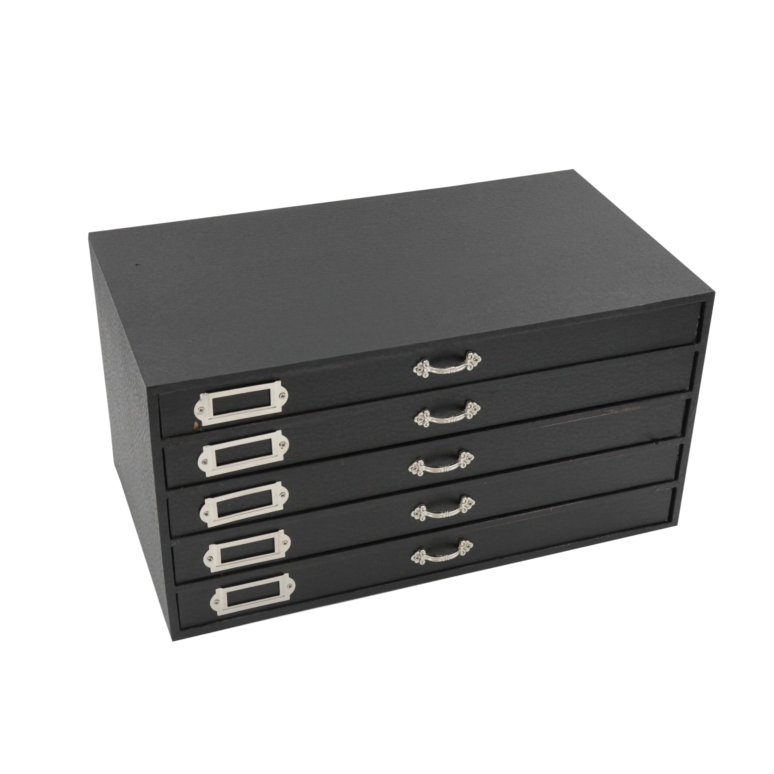 SSWBasics Jewelry Storage Organizer - 5-Drawer Jewelry Box with Black Faux Leather for Necklaces, Rings, Earrings - Perfect for Travel, Home Decor & Gift Giving