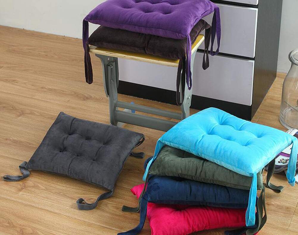 Tourequi Soft Washable Thickened Seat Cushion with Ties - Gray Memory Foam Chair Pad for Office, Home & Car - Comfortable Support for Back Pain Relief & Long Sitting