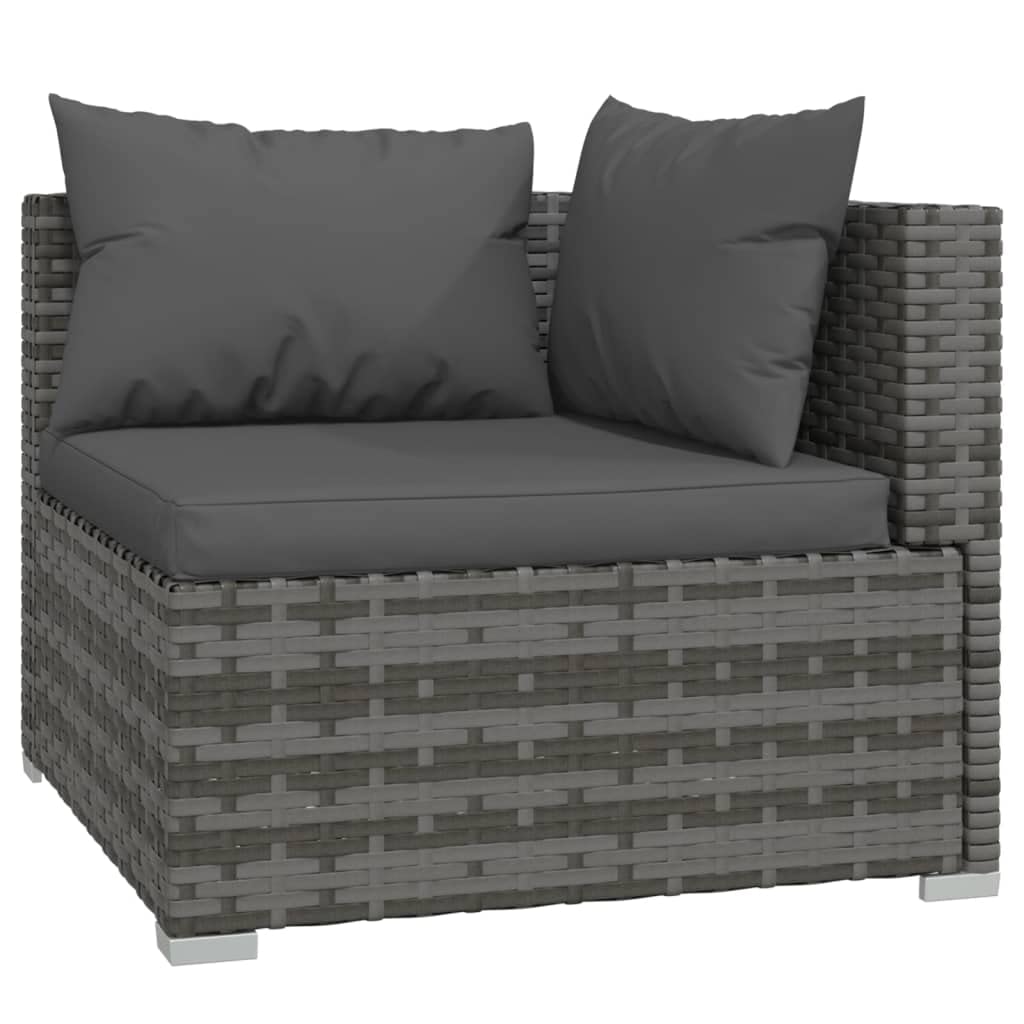 vidaXL 4-Piece Patio Lounge Set - Outdoor Garden Furniture with Cushions, Gray Poly Rattan Sectional Sofa for Backyard, Poolside & Terrace Relaxation
