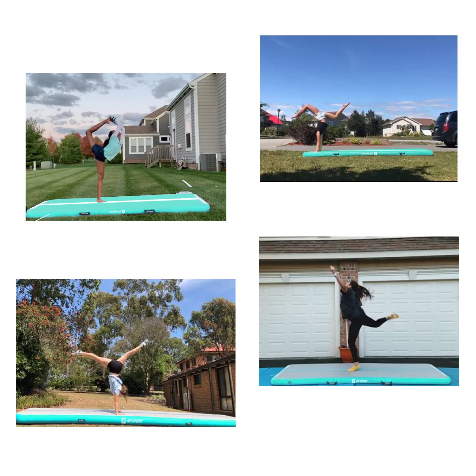 AKSPORT Inflatable Gymnastics Air Mat - Portable Tumble Track for Home, Gym, Training, Cheerleading, Parkour | Perfect for Indoor & Outdoor Use - Beach, Park, Water Activities