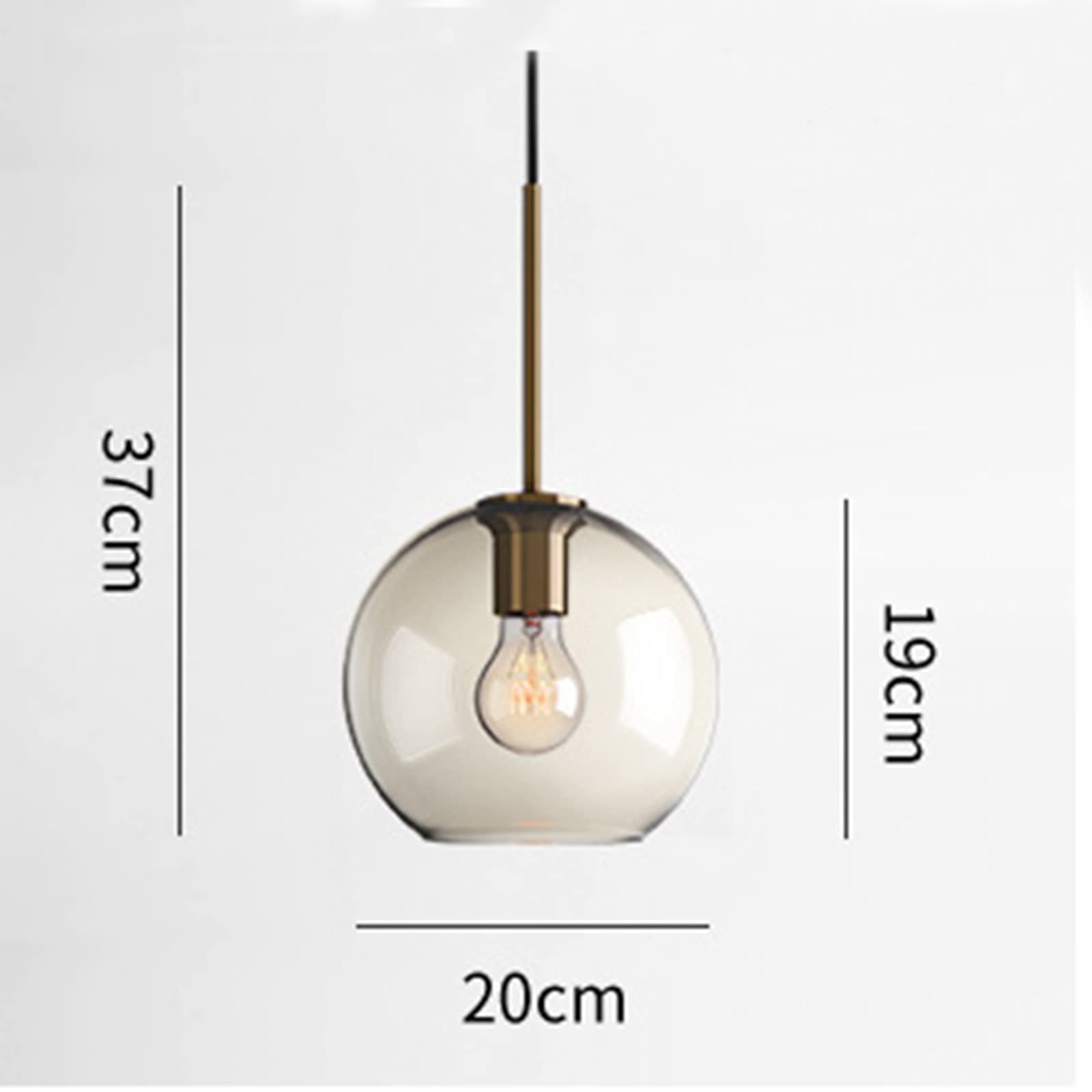 3-Light Spherical Grey Glass Pendant Lighting - Modern Globe Glass Hanging Lamp Chandelier for Dining Room, Kitchen Island & Living Room Decor