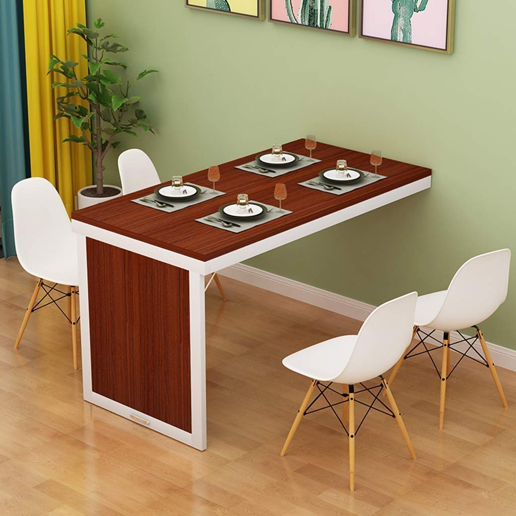 Space-Saving Wall Mounted Folding Dining Table - Convertible MDF Multi-Function Desk for Home Office, Kitchen & Small Apartments - Brown Fold-Out Wall Desk Perfect for Dining, Working & Compact Living Spaces