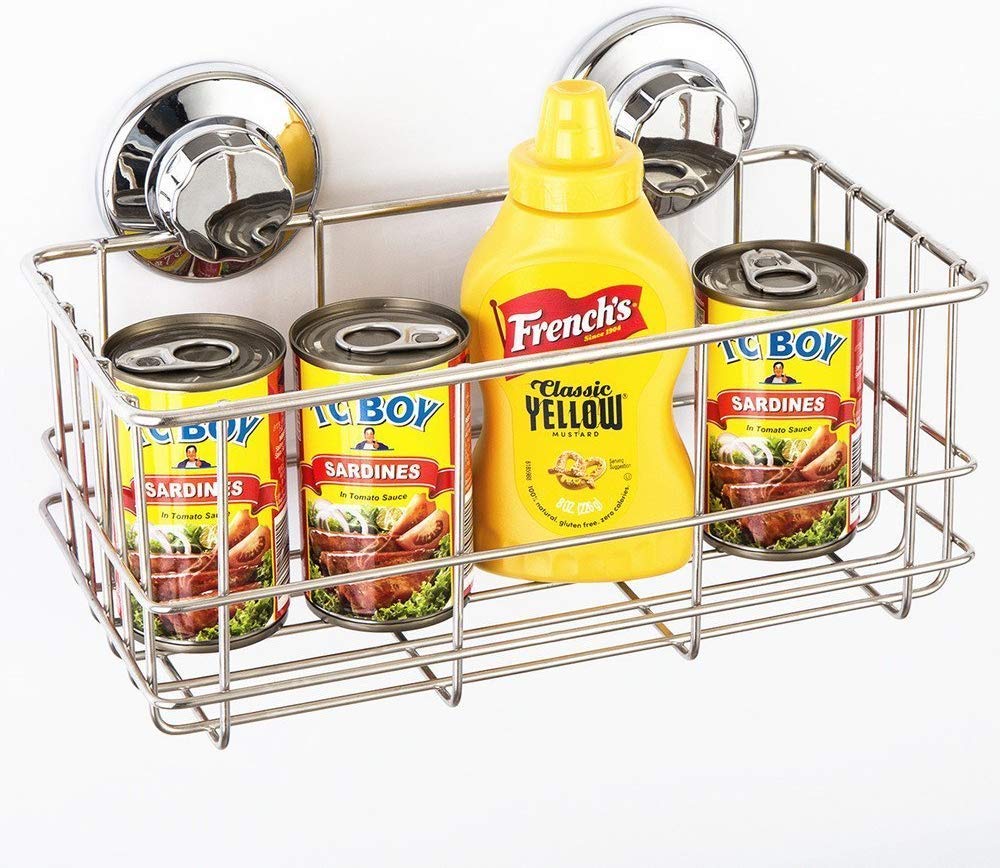 Stainless Steel Shower Caddy with Suction Cups - 2 Pack Bathroom Organizer for Shampoo, Soap & Bath Essentials | Space-Saving Shower Storage Solution for Small Bathrooms
