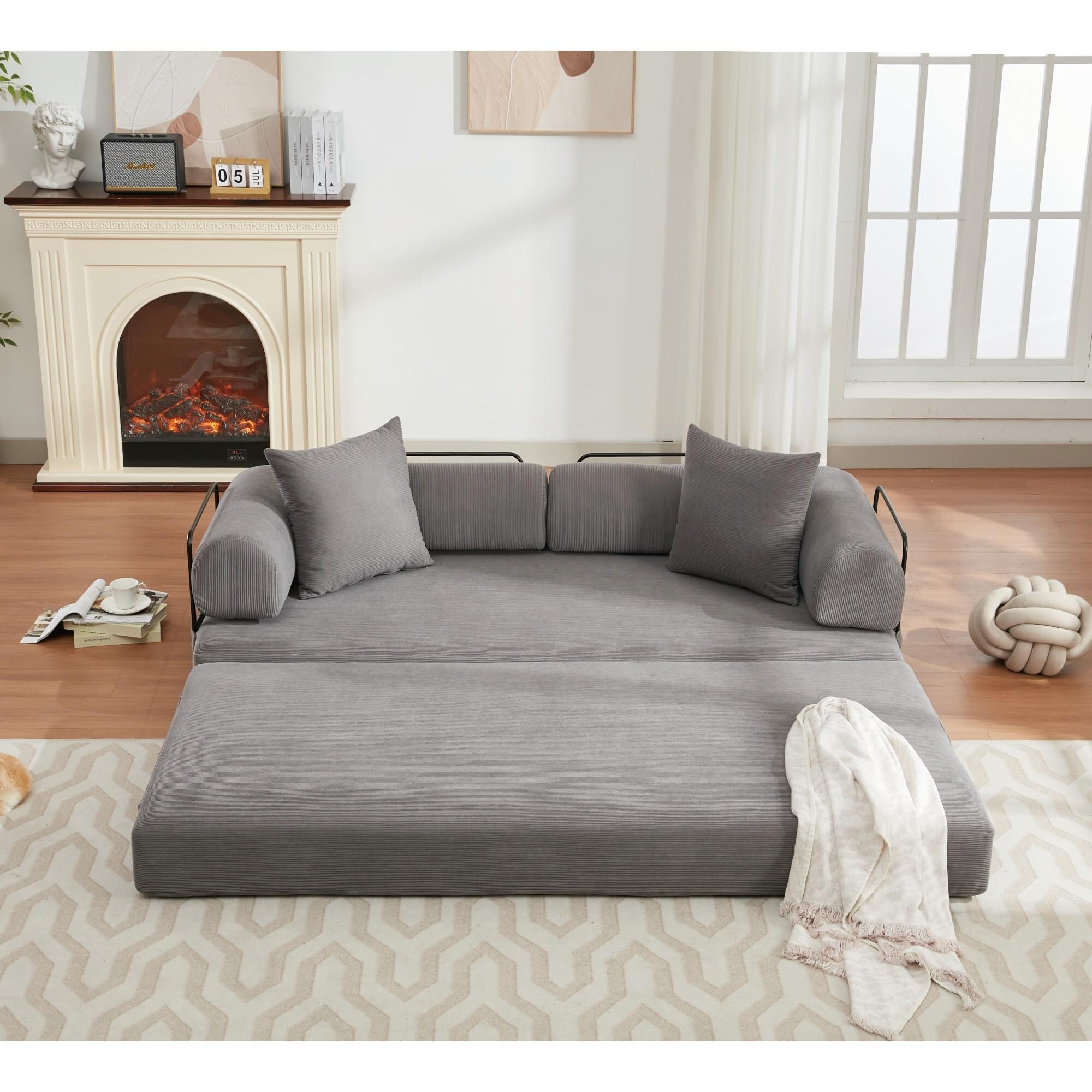 3-Seat Folding Sofa Bed - King Size Convertible Sleeper with High-Density Foam & Non-Slip Pad - Perfect for Small Spaces, Guest Rooms & Apartments