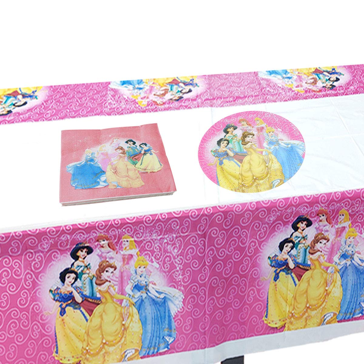 20-Piece Girls Birthday Party Supplies Set - Includes 20 Plates, 20 Napkins & 1 Tablecloth - Perfect for Baby Showers, Kids Birthday Parties & Celebrations - Cute Party Decorations for Girls' Themed Events