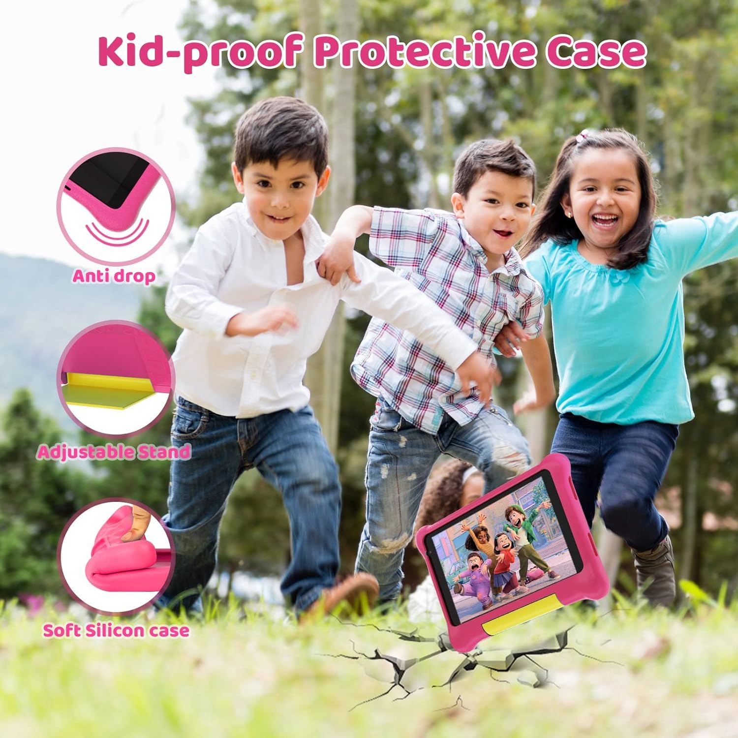 ZOFYWNAS 7 inch Kids Tablet with Android 13 - 32GB Expandable Storage, Parental Controls & Preloaded Educational Apps - Dual Camera Learning Tablet for Children (Pink) | Perfect for Homeschooling, Travel & Early Childhood Education