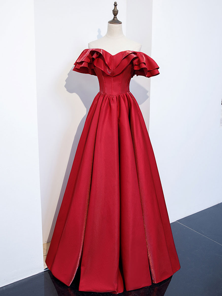 Elegant Burgundy A-Line Satin Long Prom Dress for Bridesmaids - Perfect for Weddings, Formal Events & Evening Parties