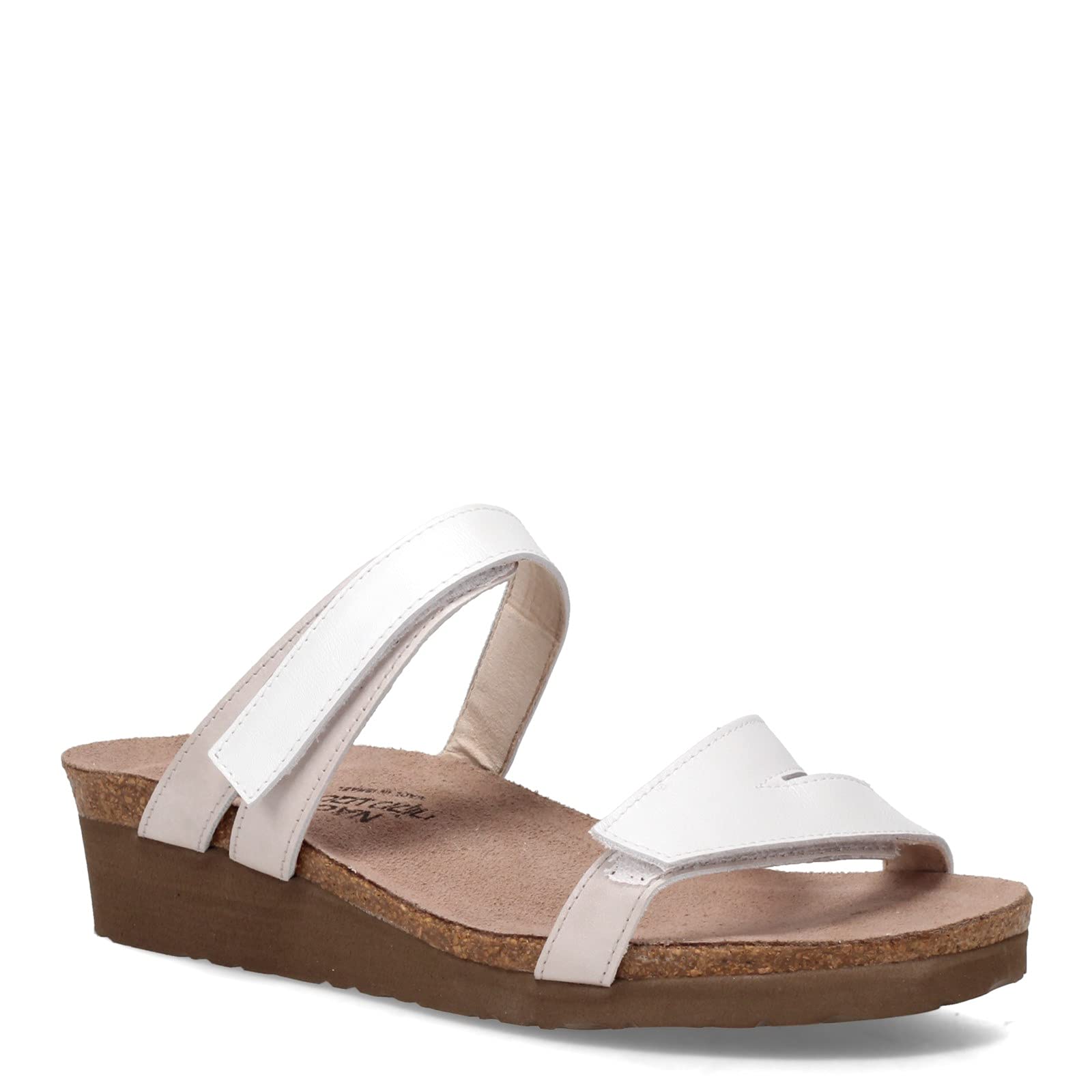 NAOT Women's Presley Slide Sandal - White Pearl/Quartz Leather - Comfortable Summer Slides for Women Size 4 W US - Perfect for Beach, Pool, and Casual Outings