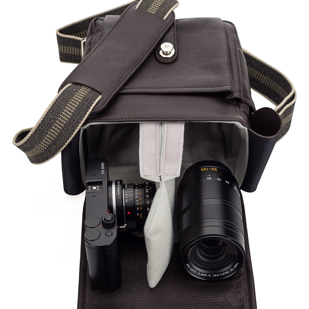 Oberwerth George Small Leather Camera Bag for DSLR & Mirrorless - Premium Dark Brown Leather - Perfect for Travel, Street Photography & Everyday Use