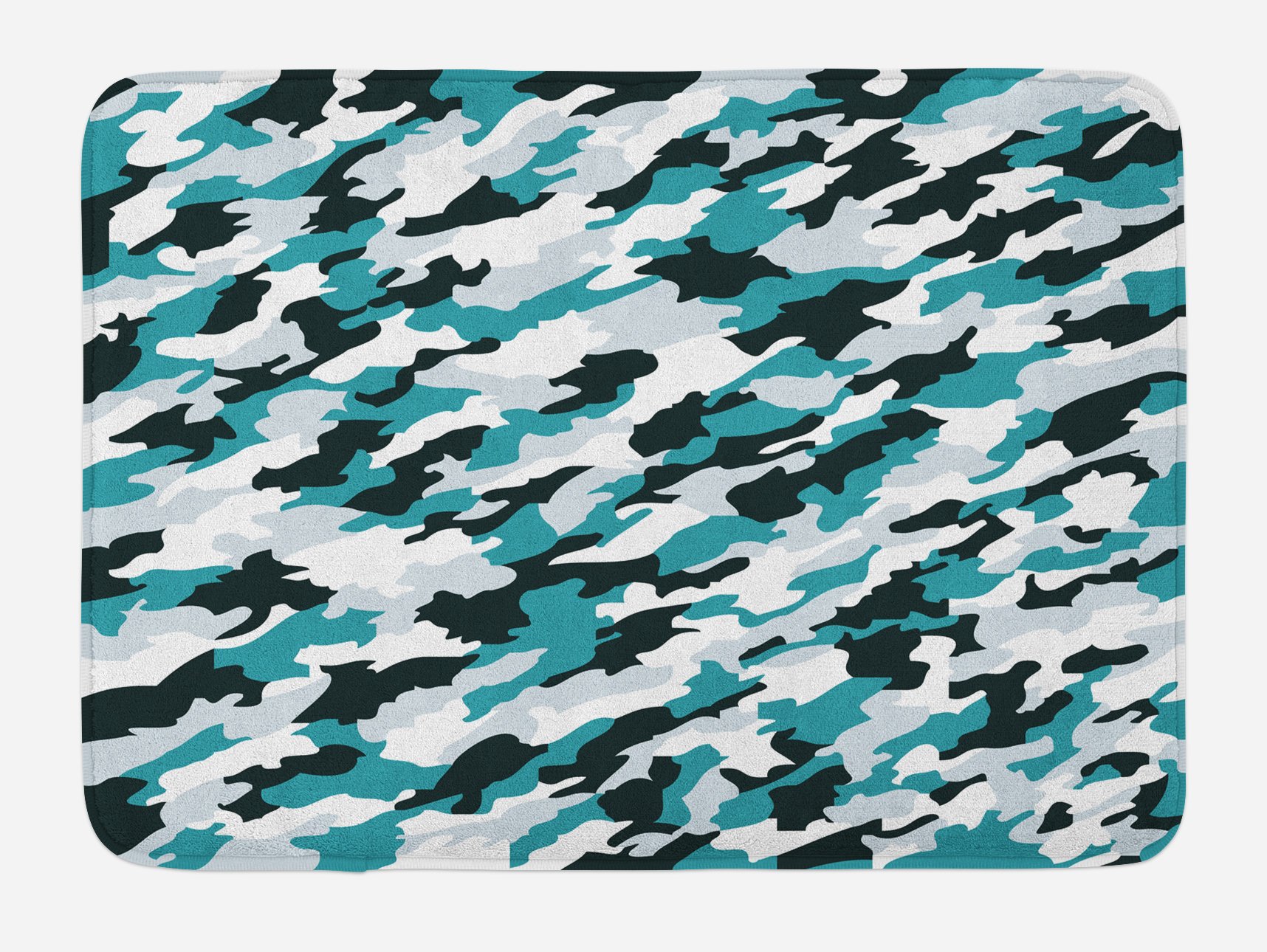 Ambesonne Camouflage Bath Mat - Non-Slip Plush Bathroom Rug with Aquatic Ocean Sea Design, 30.2
