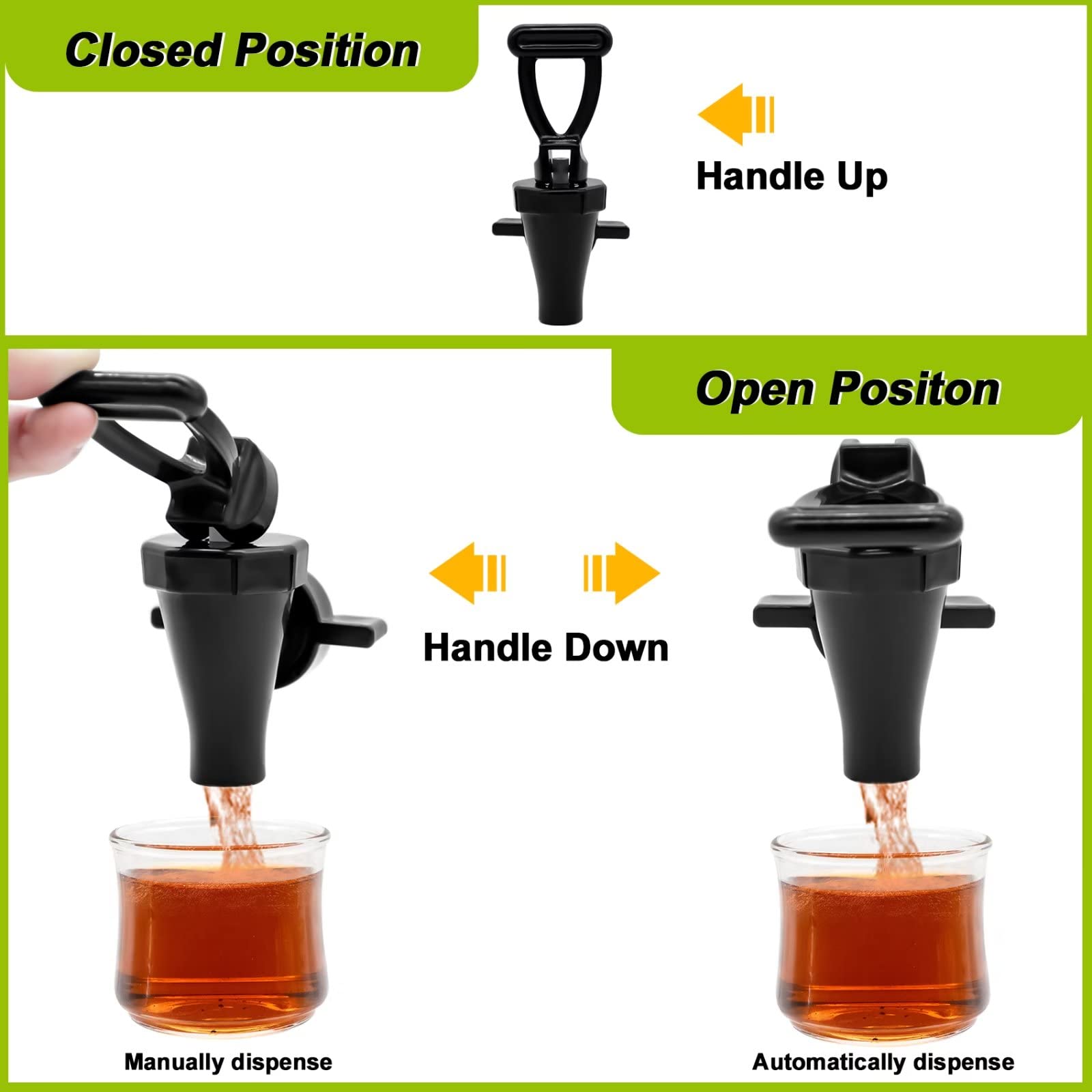 03260.0002 Replacement Faucet Kit for Tea Dispenser - 2 Pack Black Spigot with Wing Nut & C-Ring | Tea Urn Nozzle Replacement for Commercial Brewers & Home Use