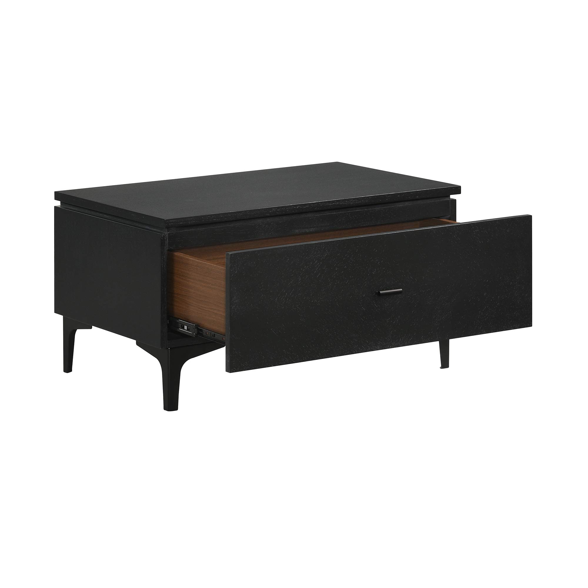 Armen Living Legend 3-Piece Queen Size Bedroom Set with Platform Bed and Nightstands, Gray/Black Fabric - Perfect for Modern Master Bedrooms and Guest Rooms