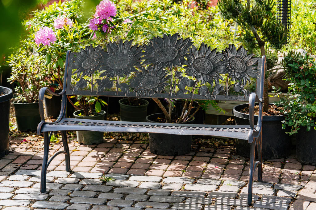 Outdoor Sunflower Bench - Durable Weather-Resistant Garden Bench for Patio, Yard, and Backyard Decor - Perfect for Relaxing, Reading, and Enjoying Nature