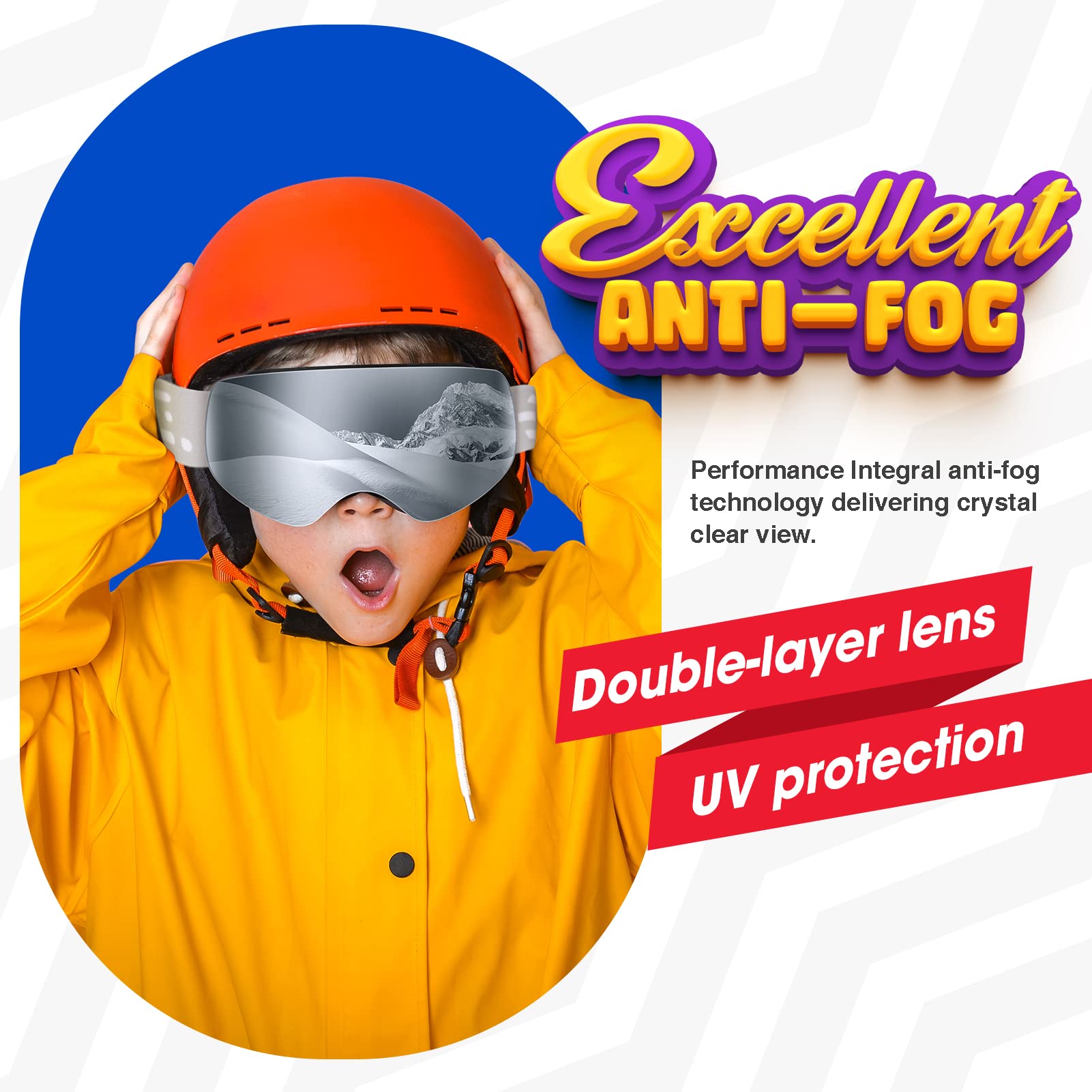 EasYoung Kids Ski Goggles for Boys & Girls Age 3-14 - Anti-Fog UV Protection Snowboard Goggles for Winter Sports & Outdoor Activities