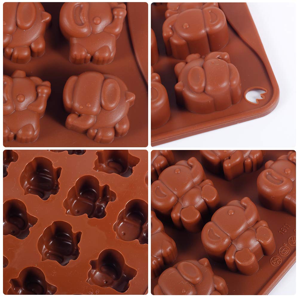 Yunko 16 Cavity Elephant Silicone Chocolate Mold - Reusable Ice Cube Tray for Baking, Candy Making & DIY Crafts - Perfect for Birthday Parties, Baby Showers & Holiday Treats