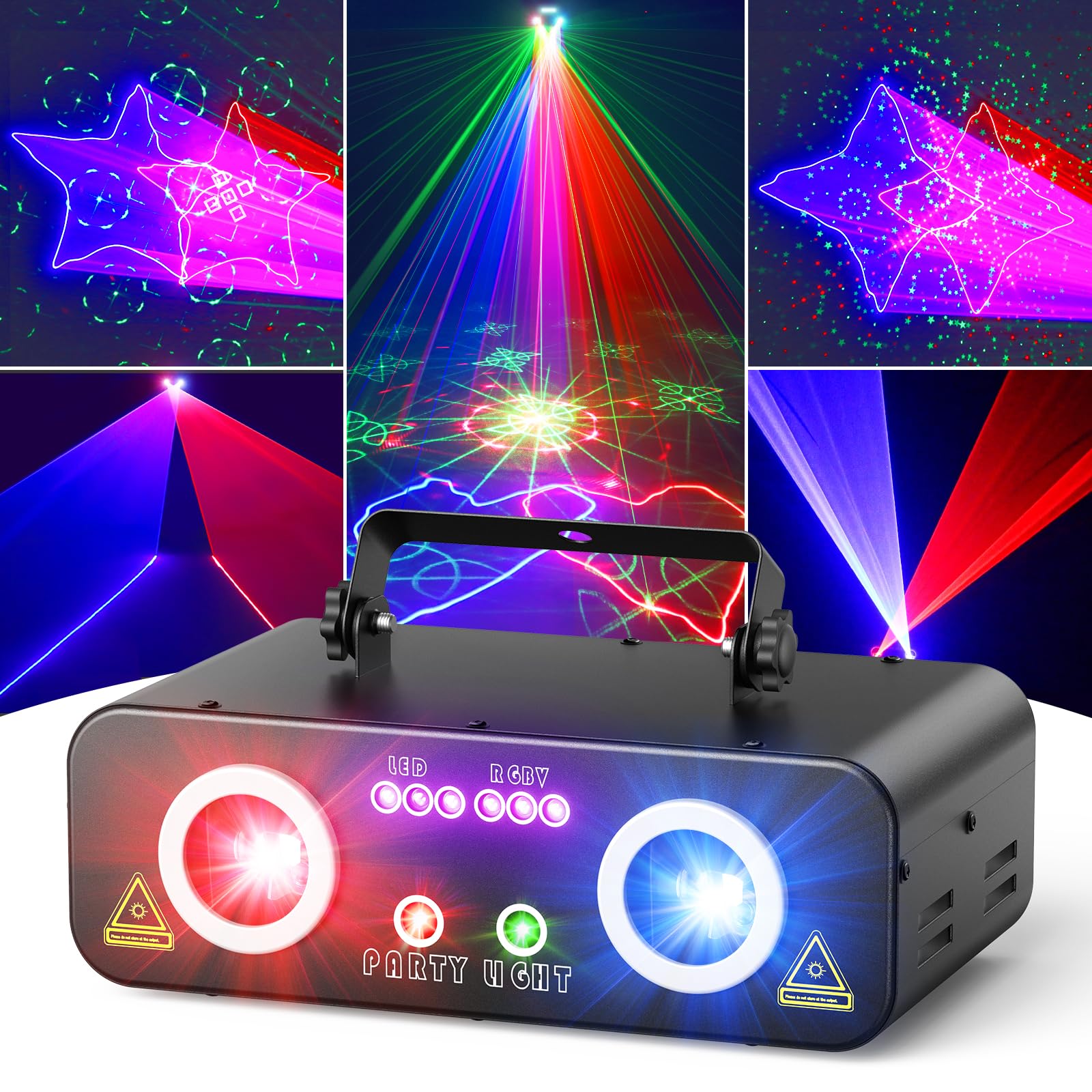 Professional 5-in-1 RGBUV DJ Laser Light Projector with DMX512 & Sound Activation - Remote Control for Indoor Parties, Disco Clubs, KTV, Bars & Stage Shows | Perfect for Nightlife Entertainment, Dance Events & DJ Performances