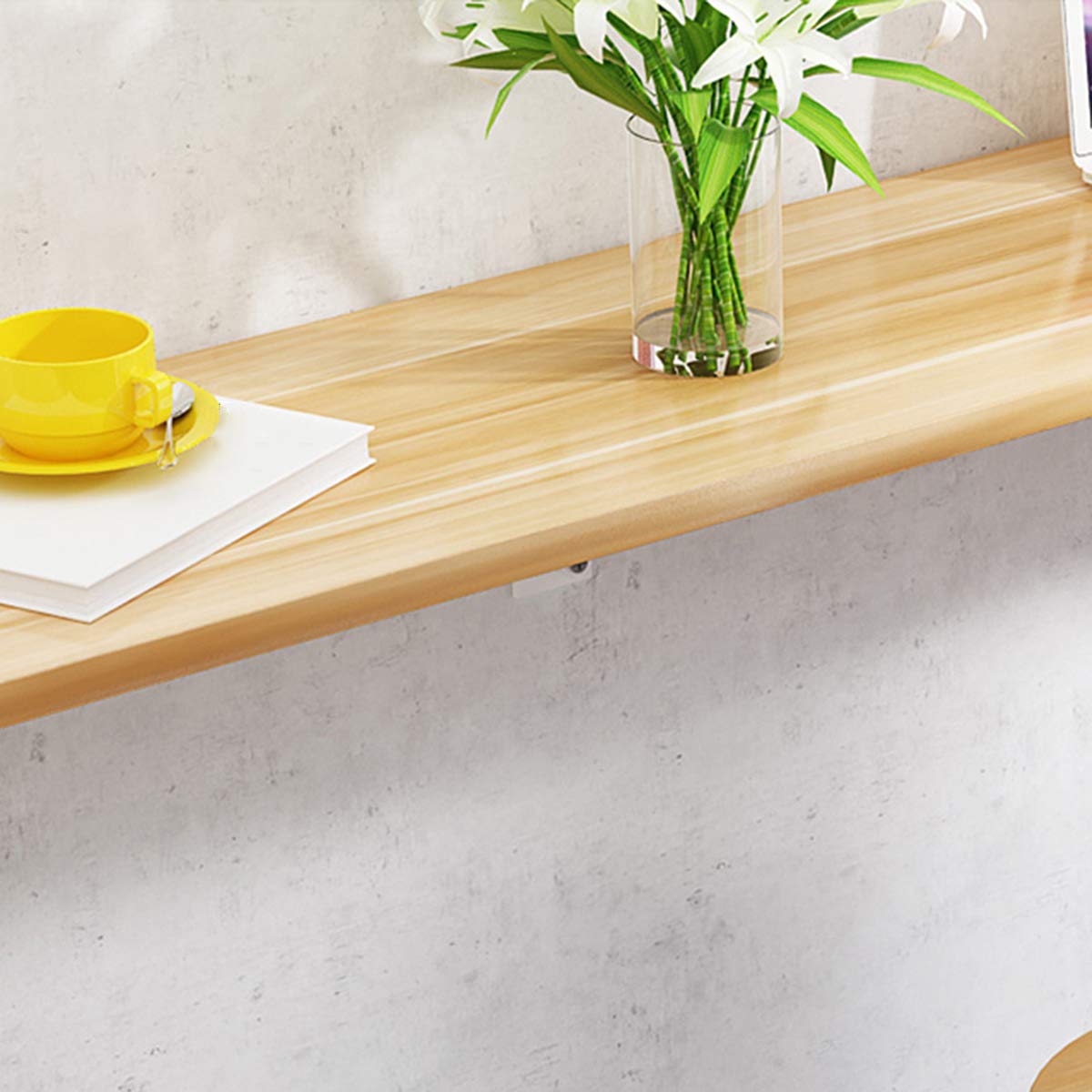 Foldable Wall-Mounted Bar Table - Space Saving Kitchen Dining Table, Study Desk, Breakfast Nook (60/80/100/120cm Length Options) - Perfect for Small Apartments, Dorms & Compact Living Spaces