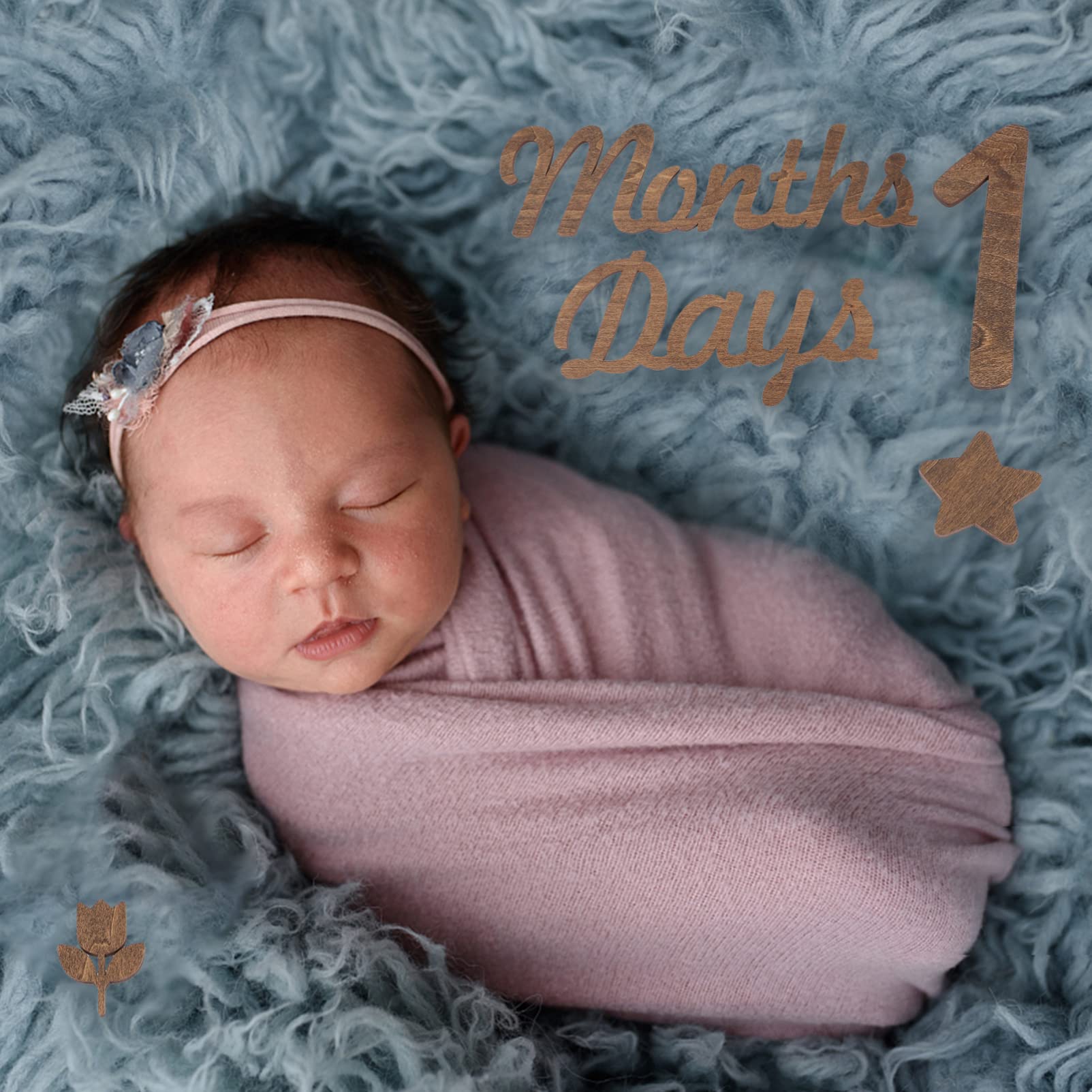VICASKY 4 Pack Wooden Baby Milestone Photo Props - Customizable Monthly Age Number Signs for Newborn Photography, First Birthday & Monthly Growth Pictures (1-12 Months) - Perfect for Baby Shower Gifts and Nursery Decor