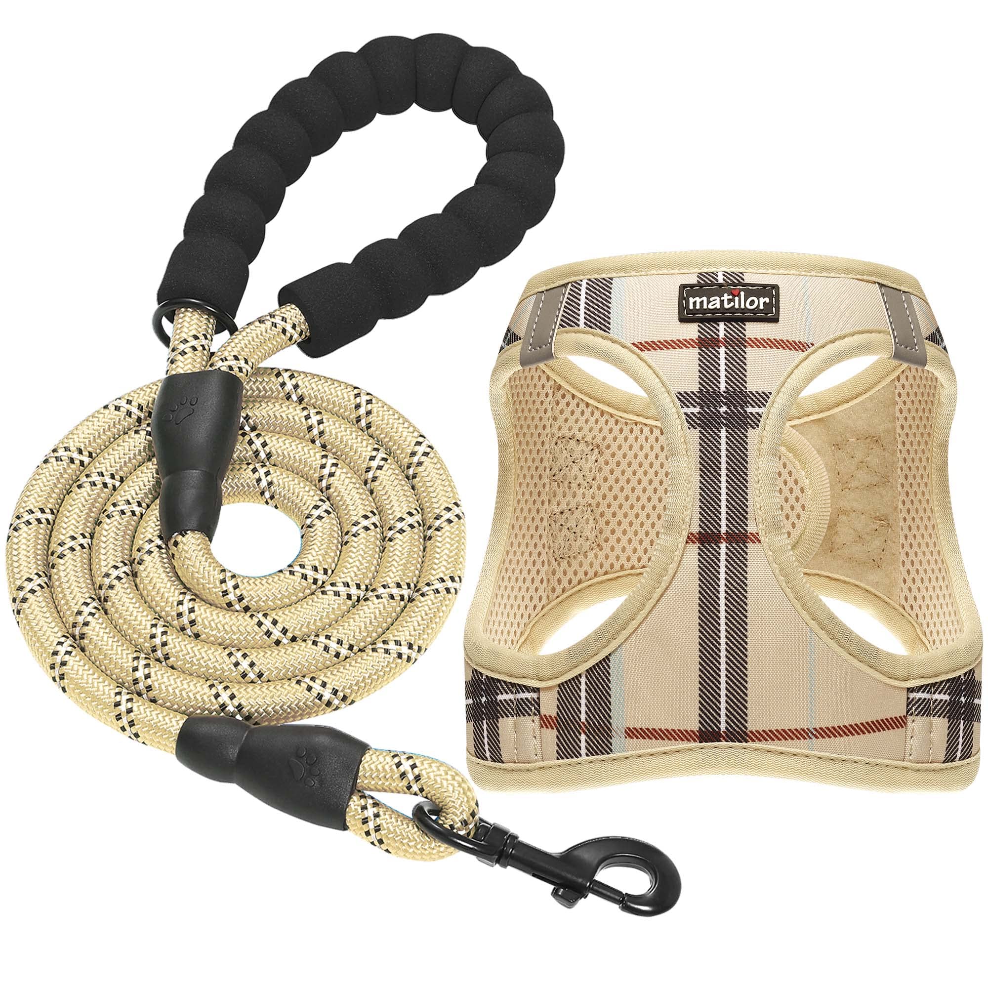 Step-in Breathable Dog Harness for Small & Medium Dogs - Comfortable Puppy & Cat Vest in Beige | Perfect for Walking, Training & Outdoor Adventures