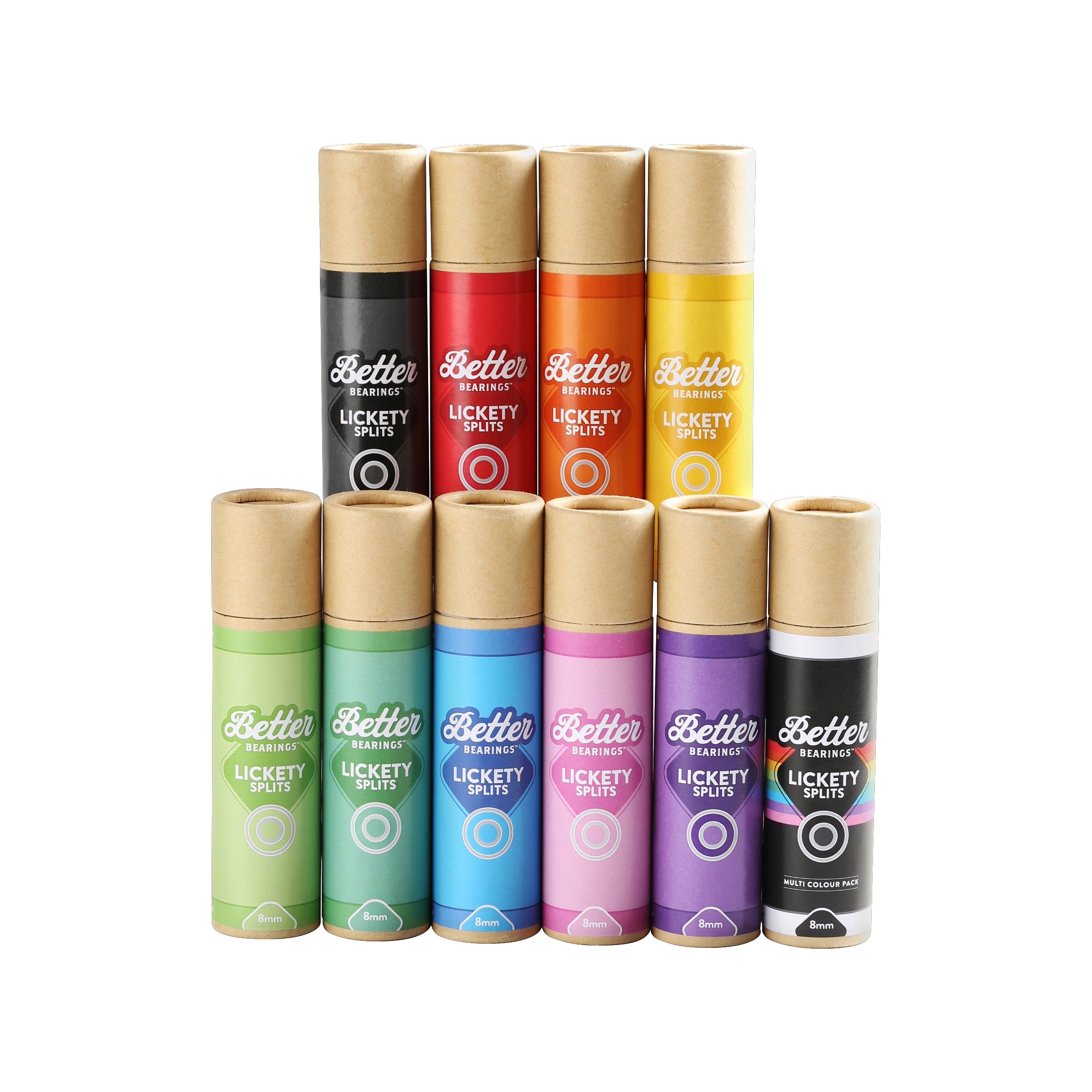 Better Bearings Lickety Splits (16 Pack) - High Performance Skateboard Bearings for Smooth Riding - Perfect for Skateboarding, Longboarding & Roller Skating