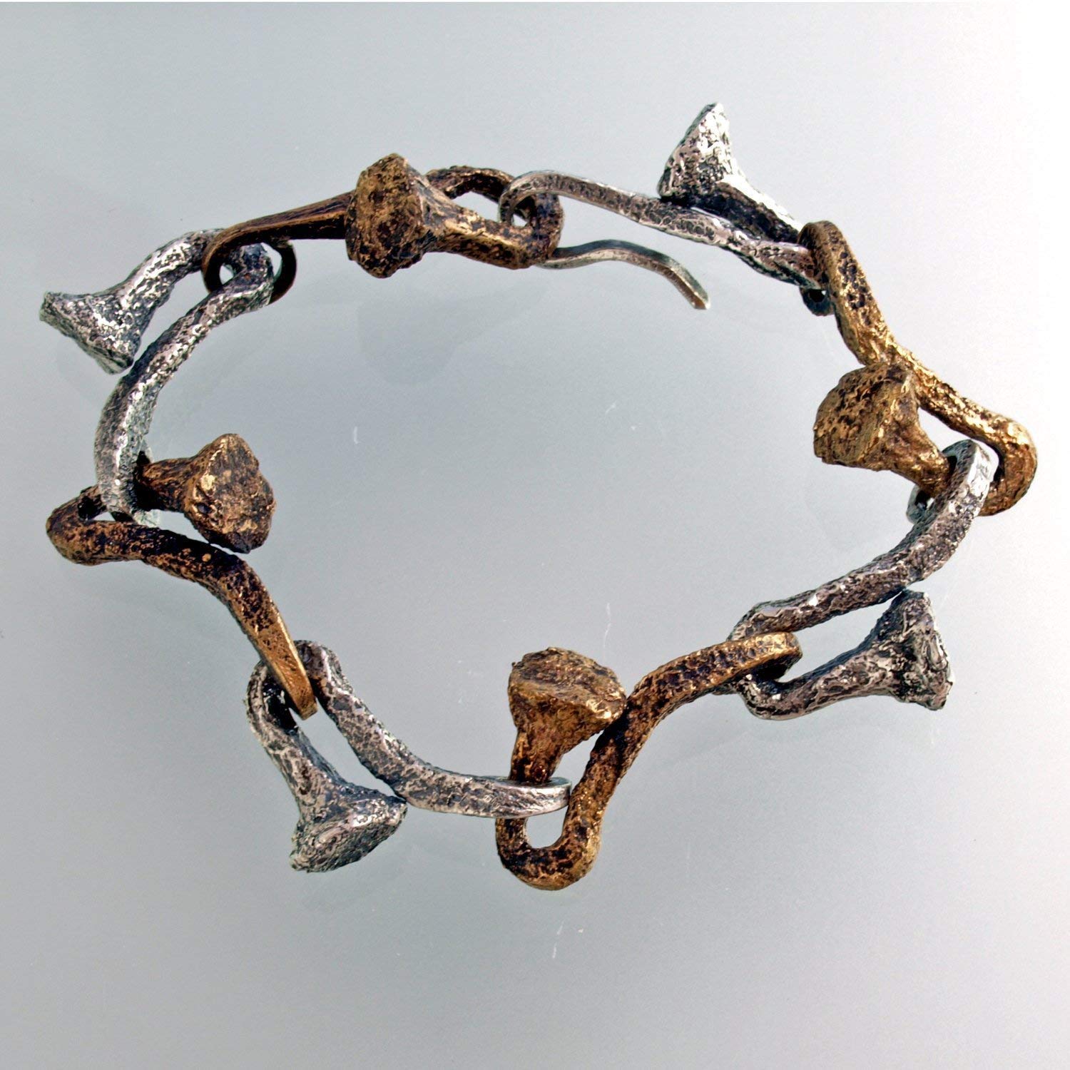 Sterling Silver & Oxidized Bronze Nail Bracelet - Elegant Gothic Jewelry for Women, Perfect for Parties, Weddings & Everyday Wear