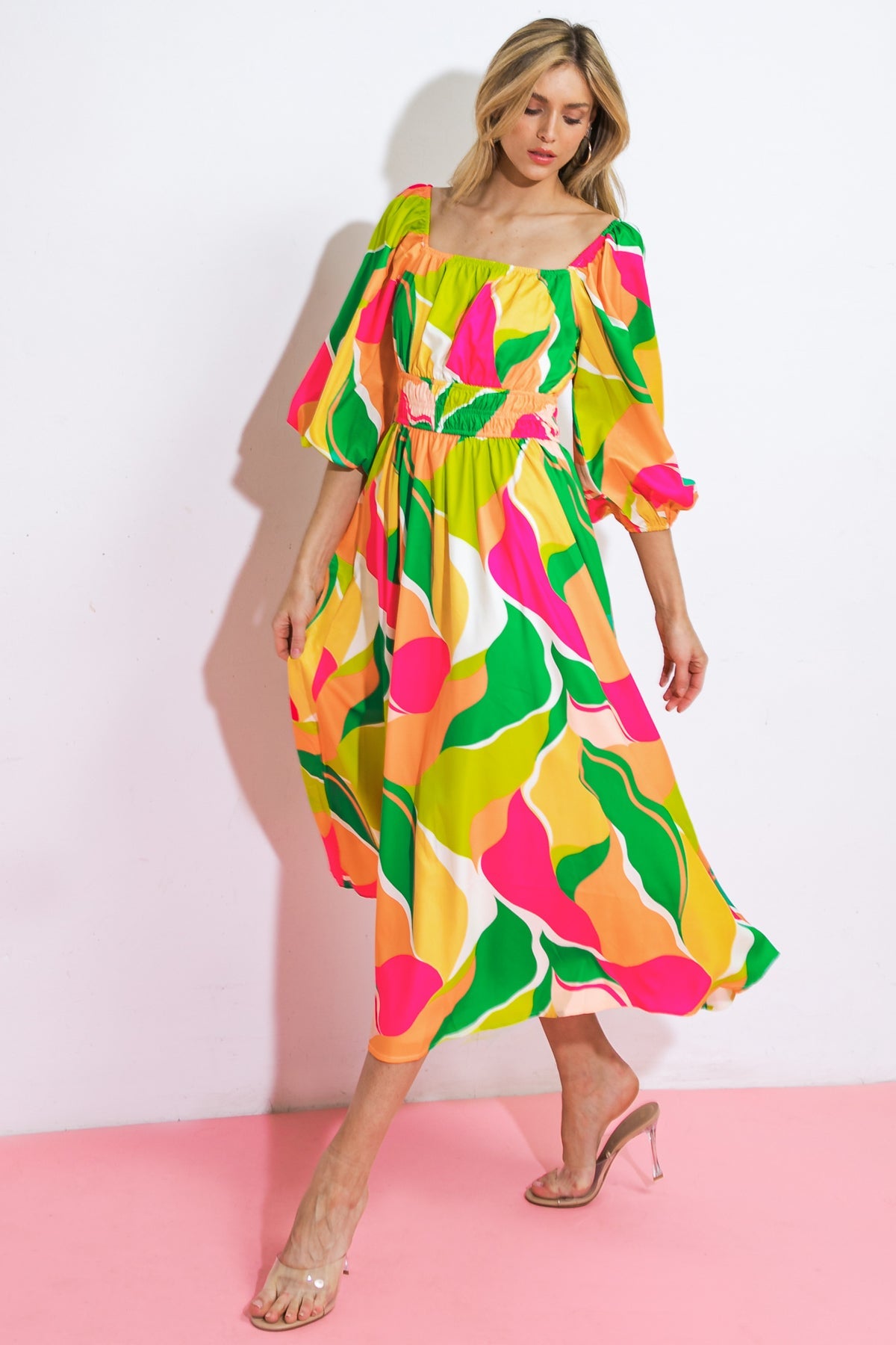 Stylish Woven Midi Dress for Women | Elegant and Comfortable A-Line Dress | Perfect for Casual Outings, Office Wear, and Special Occasions