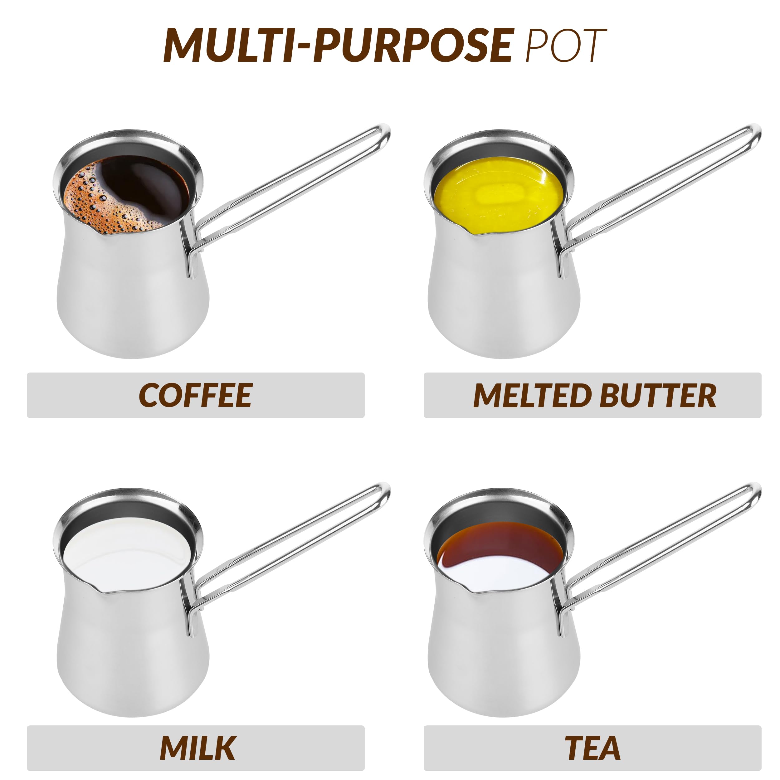 Premium Turkish Coffee Pot - 24oz Cezve Ibrik for Authentic Turkish, Greek, Arabic Coffee & Chai | Stovetop & Campfire Brewing | Perfect for Home, Office & Outdoor Use