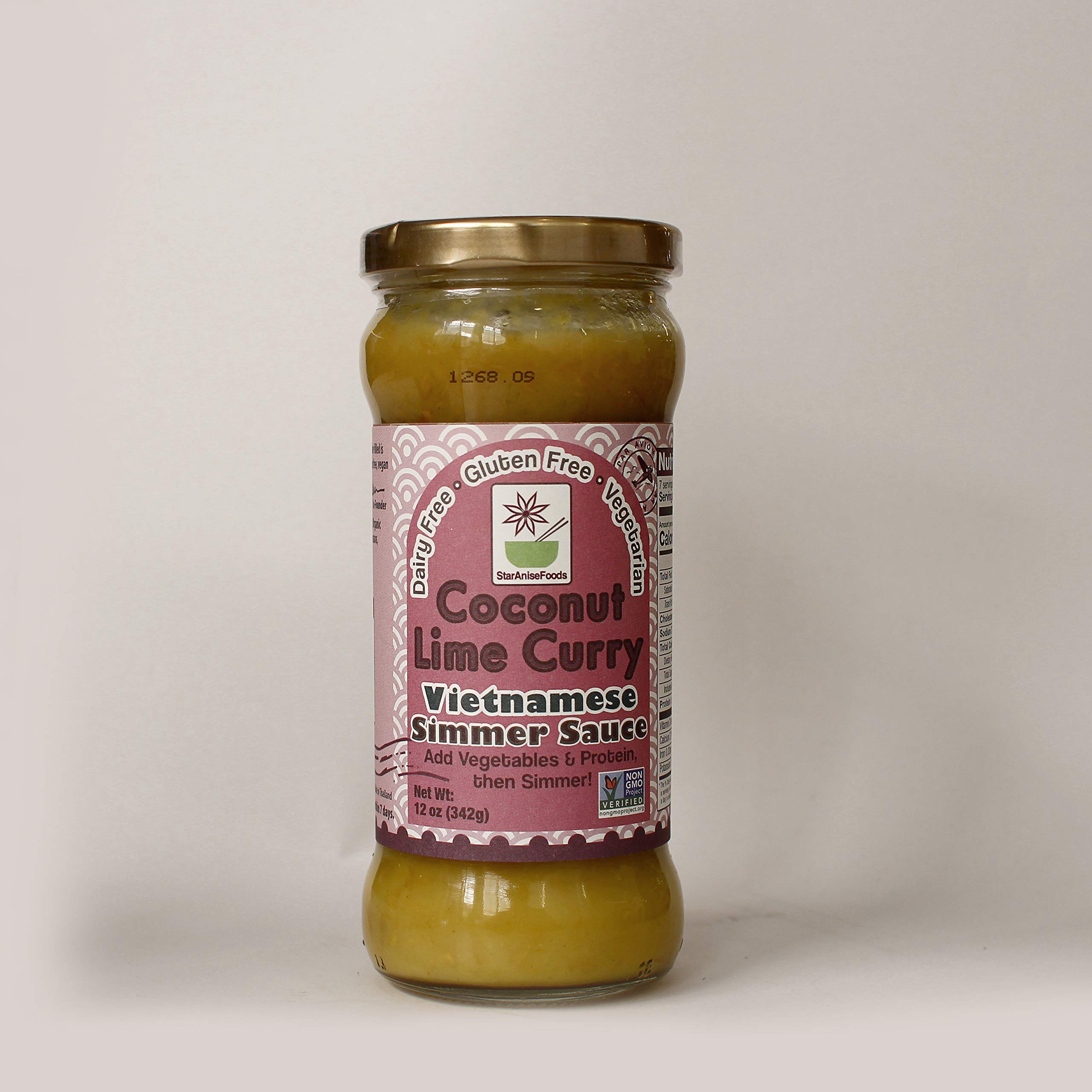 Organic Star Anise Coconut Lime Curry Simmer Sauce - 12oz Jar (Pack of 6) | Vegan, Gluten-Free, No MSG | Thai-Inspired Simmer Sauce for Rice, Noodles & Vegetables | Mild Flavor Perfect for Family Dinners